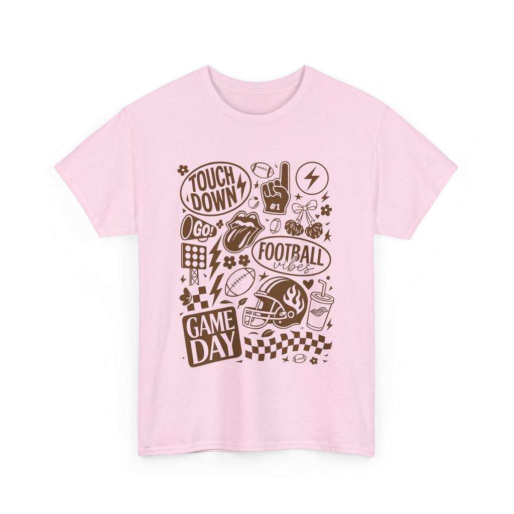 Football Game Day Heavy Cotton Tee with Touchdown Design