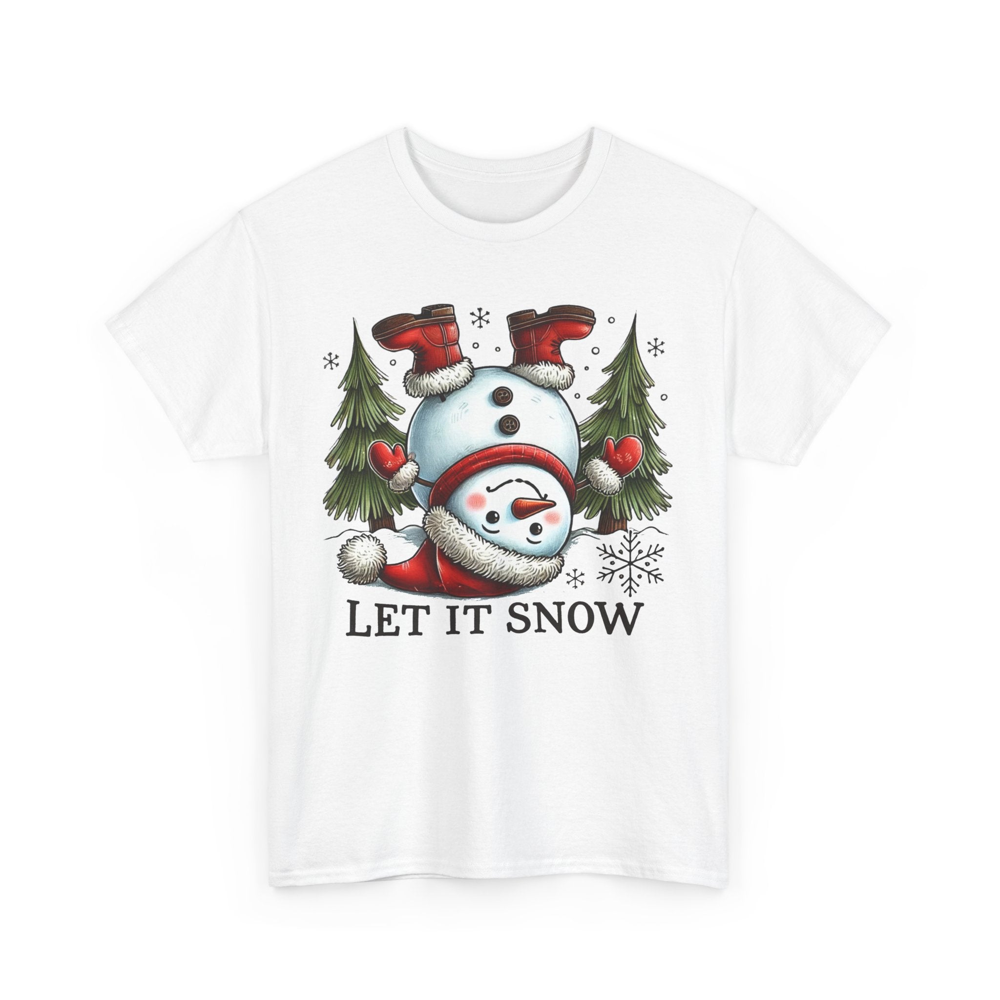 Let It Snow Heavy Cotton Tee - Festive Winter Apparel