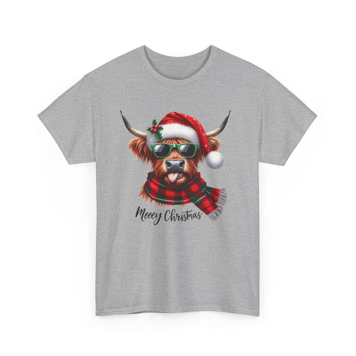Merry Christmas Highland Cow Tee - Heavy Cotton Shirt