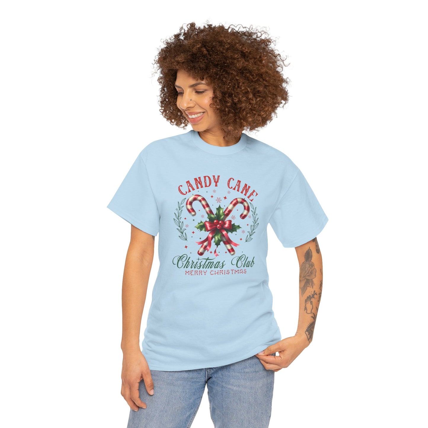 Candy Cane Christmas Club Heavy Cotton Tee - Merry Christmas Holiday Shirt
