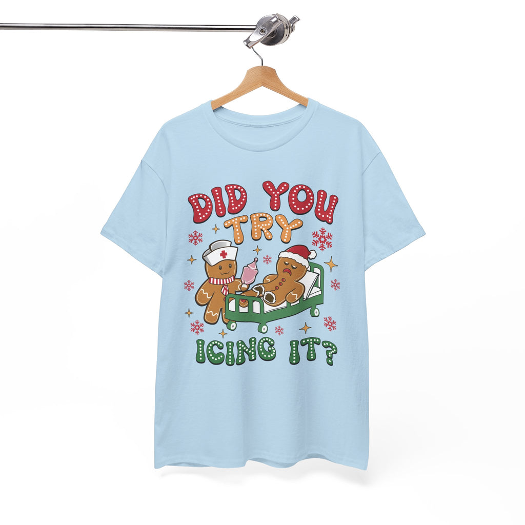 Playful Holiday Heavy Cotton Tee - 'Did You Try Icing It?'