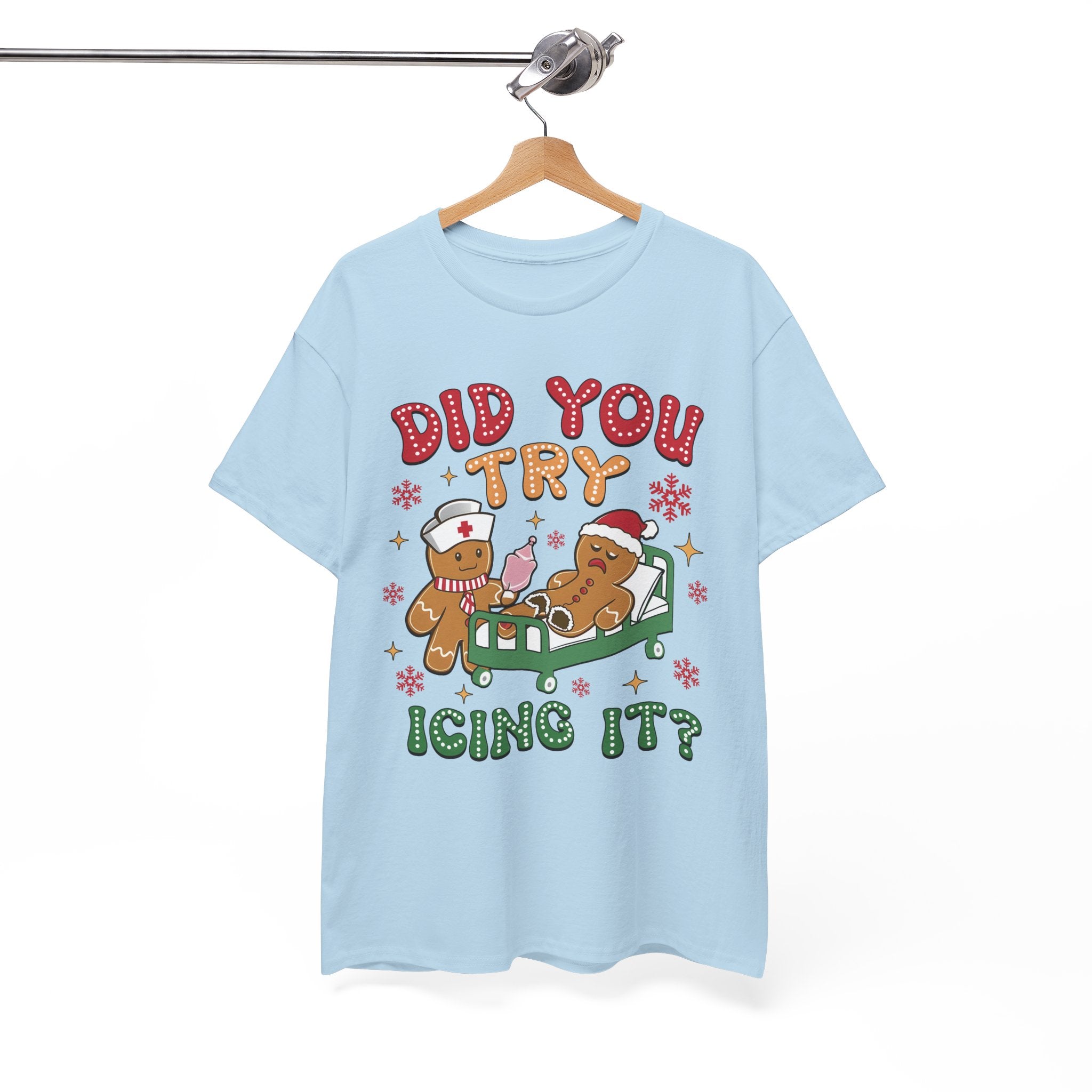 Playful Holiday Heavy Cotton Tee - 'Did You Try Icing It?'