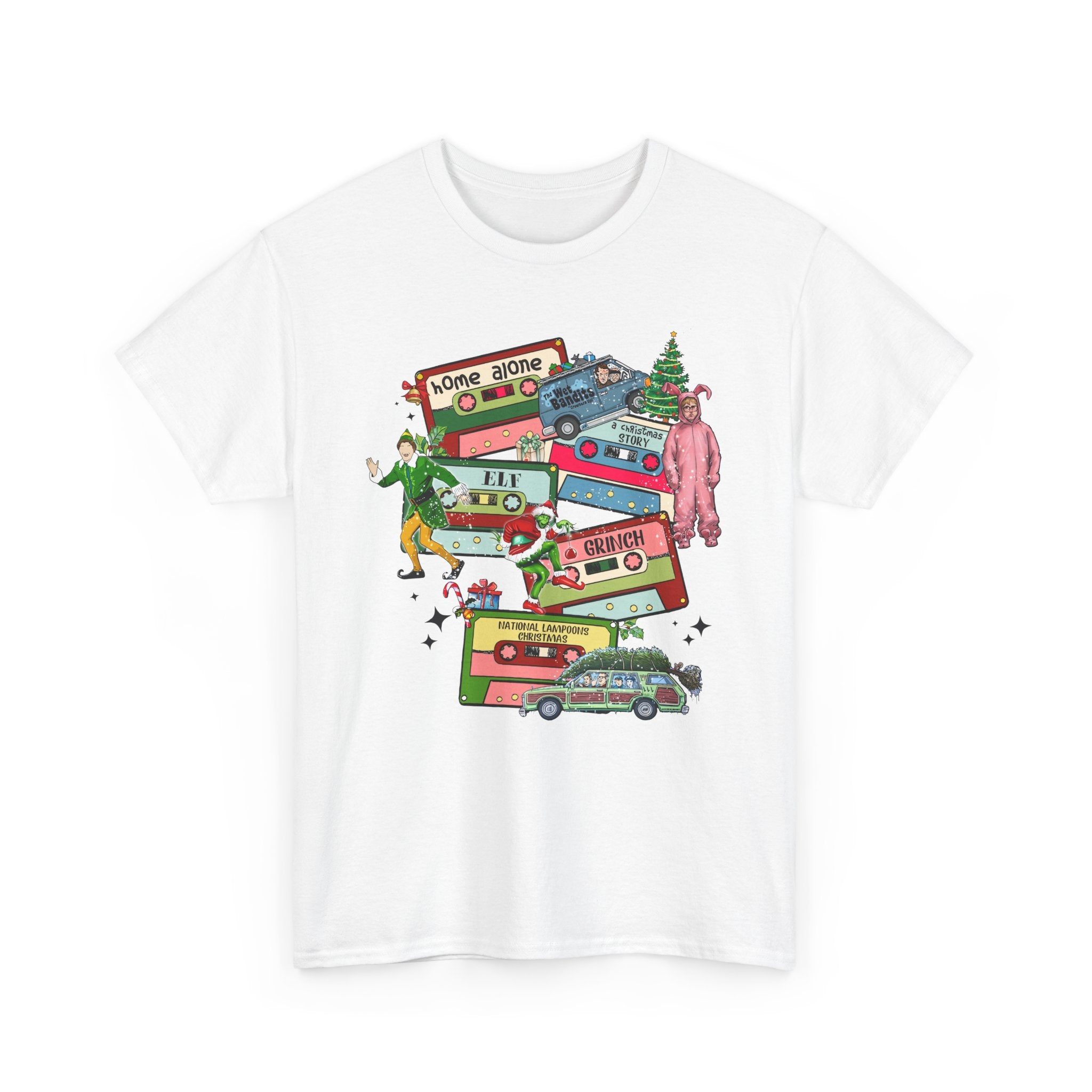 Retro Holiday Vibes Heavy Cotton Tee - 'Home Alone' Christmas Design