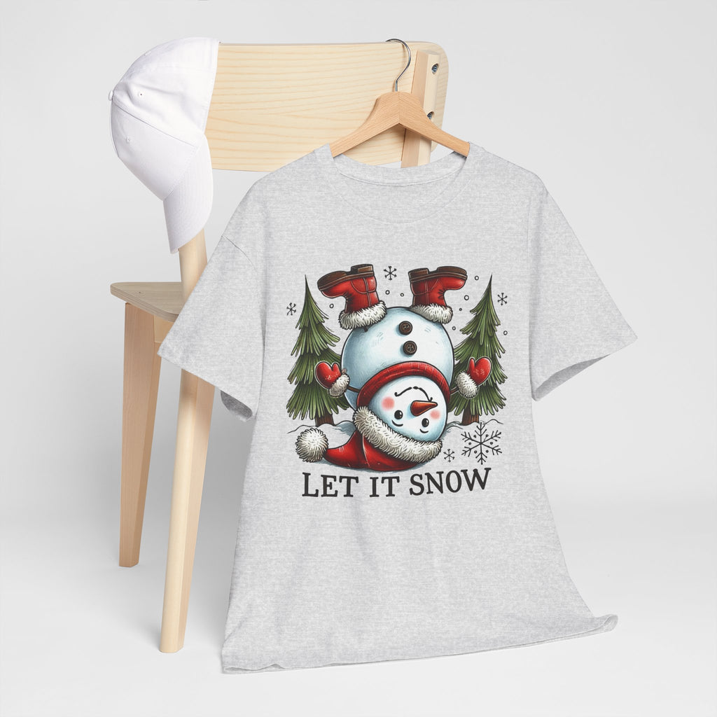 Let It Snow Heavy Cotton Tee - Festive Winter Apparel