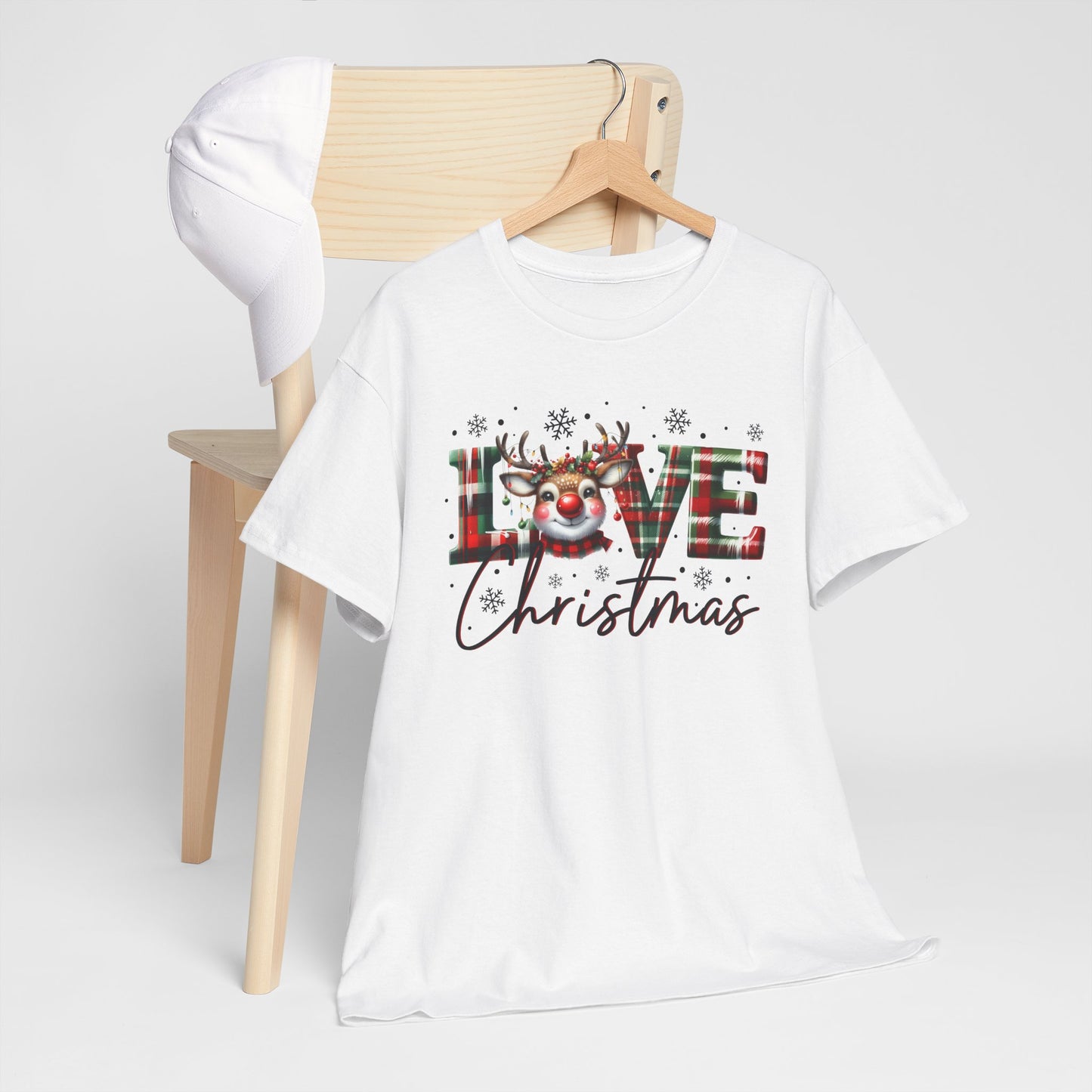 Love Christmas Heavy Cotton Tee - Festive and Comfortable Holiday Apparel