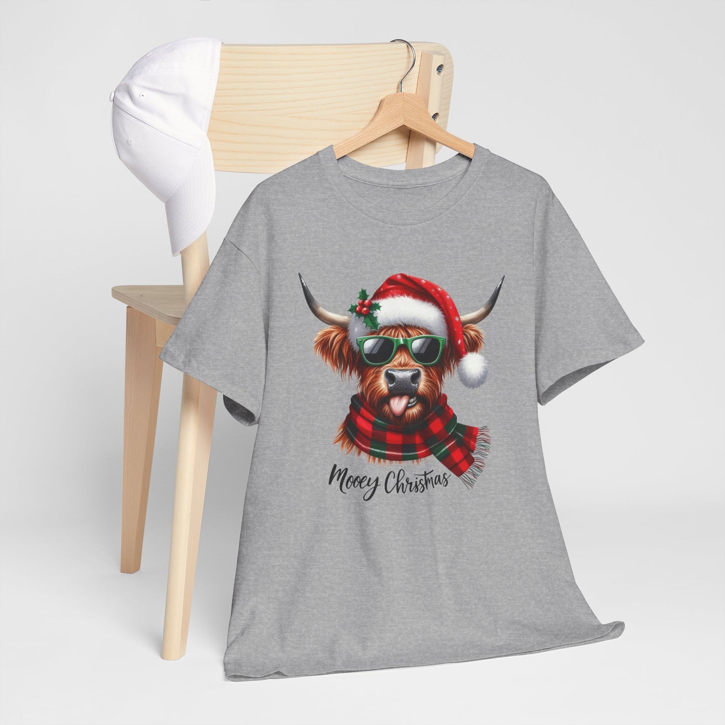Merry Christmas Highland Cow Tee - Heavy Cotton Shirt