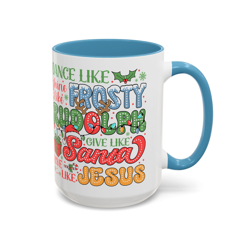 Festive Accent Coffee Mug - Holiday Cheer with Santa & Friends Design