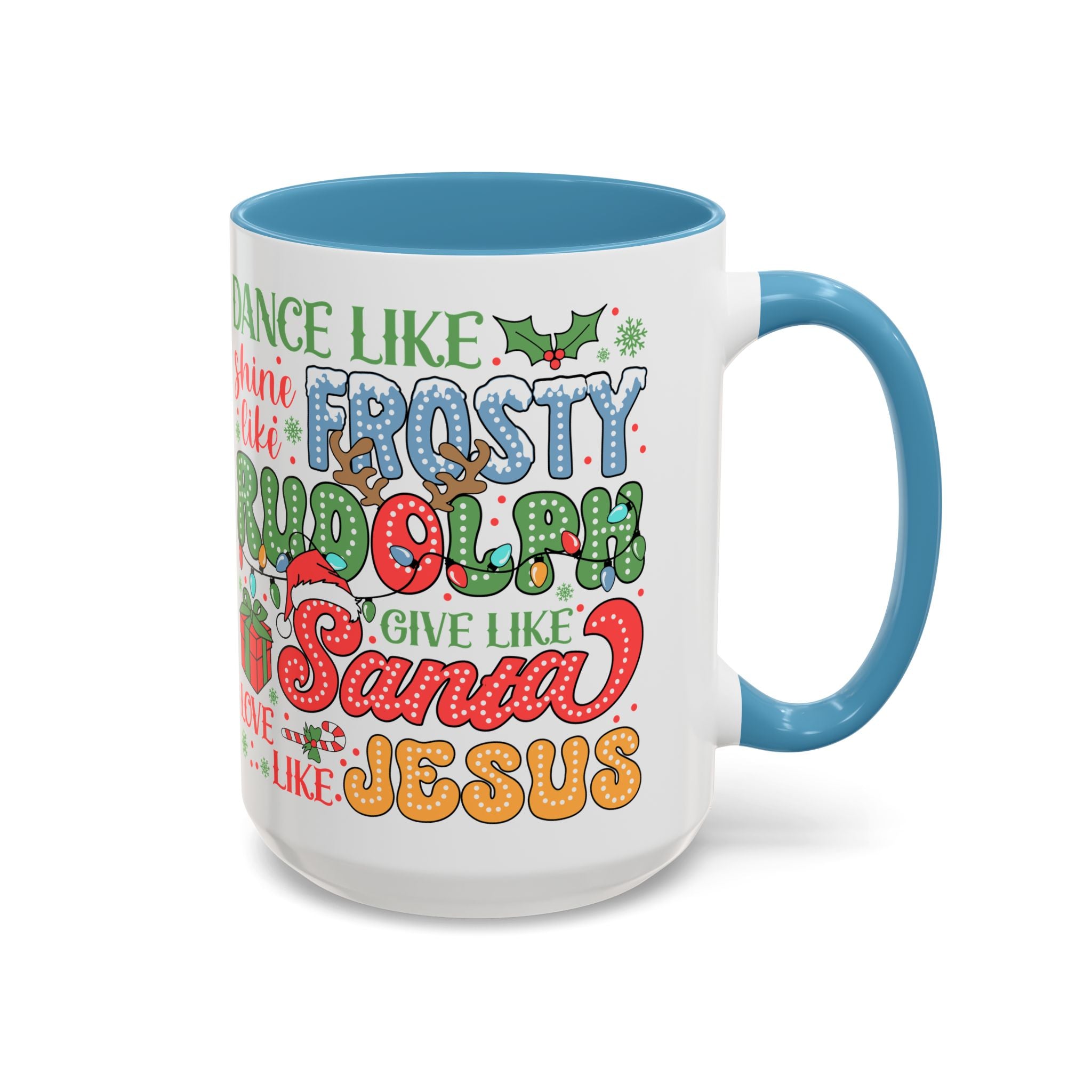 Festive Accent Coffee Mug - Holiday Cheer with Santa & Friends Design