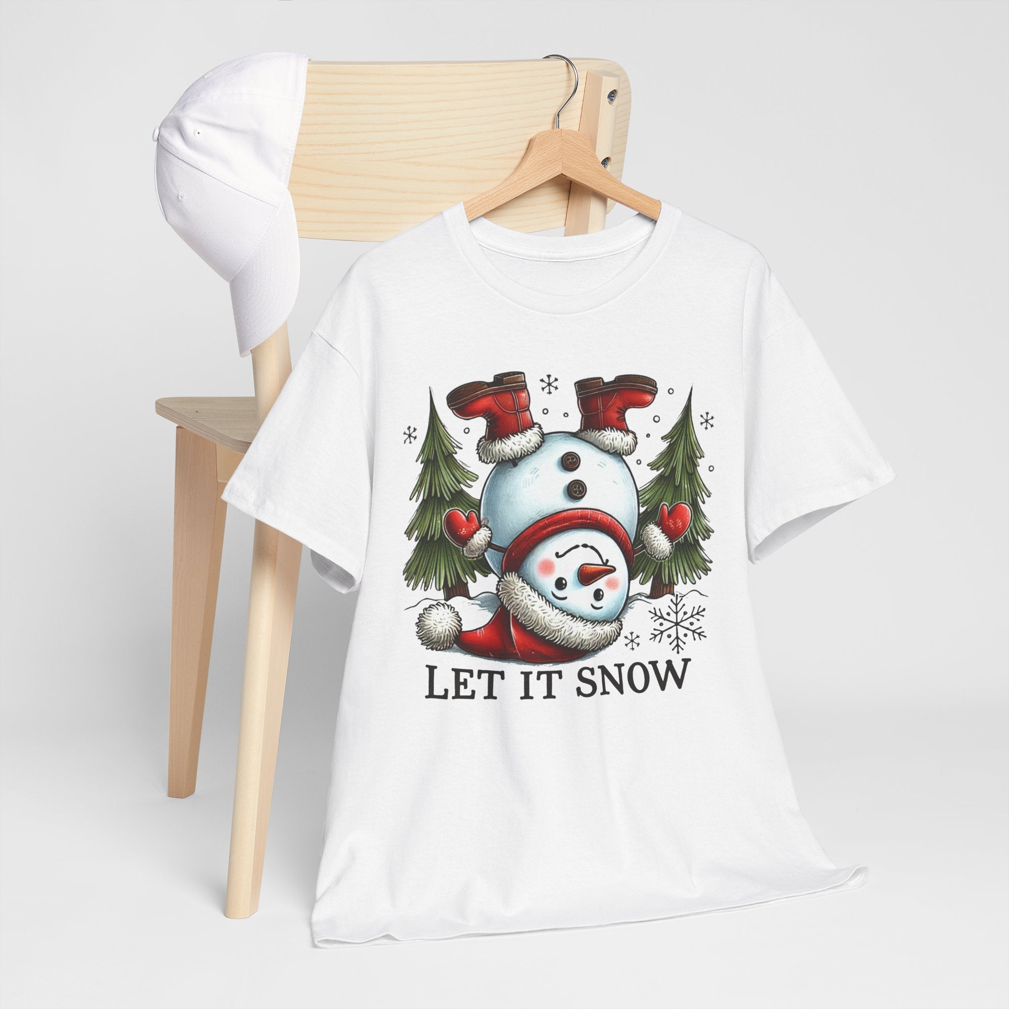 Let It Snow Heavy Cotton Tee - Festive Winter Apparel