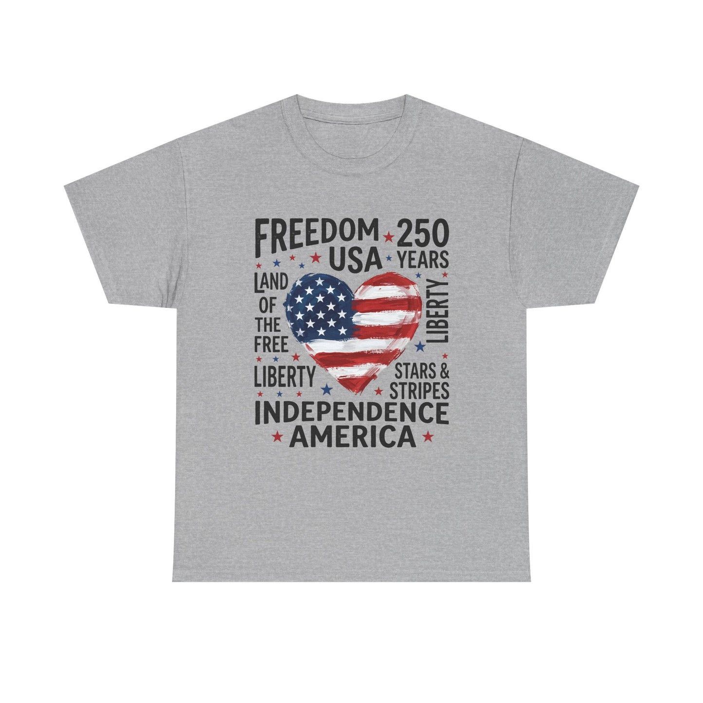 Independence America T-Shirt – Freedom 250 USA Heart Flag Design