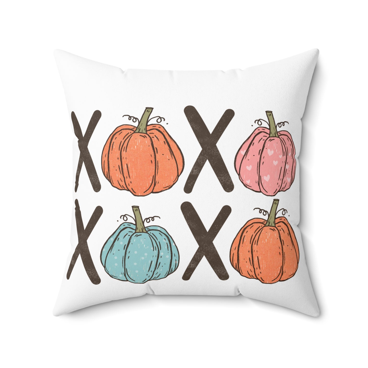 Pumpkin XOXO Decorative Throw Pillow — Pastel Fall Pumpkin Pillow