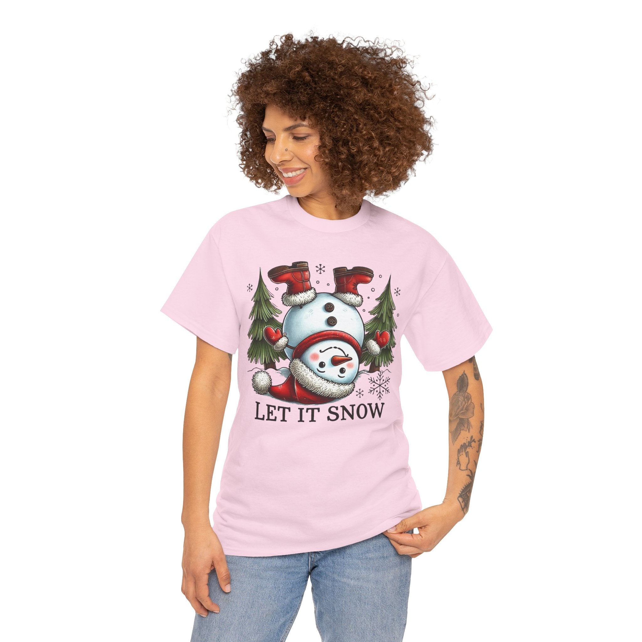 Let It Snow Heavy Cotton Tee - Festive Winter Apparel
