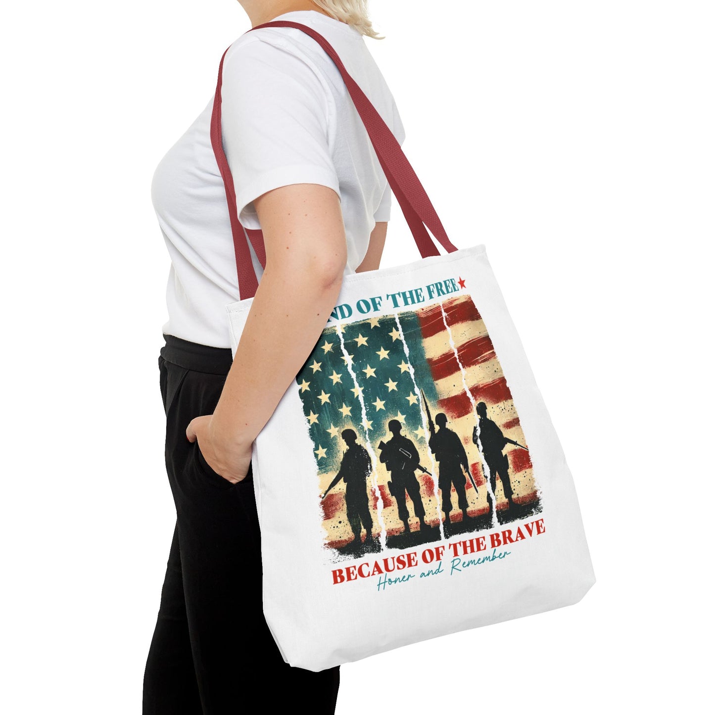 Patriotic Tote Bag - Land of the Free, Because of the Brave