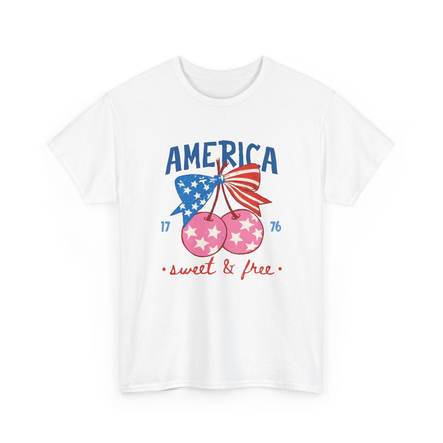 "America Sweet & Free" Patriotic Cherry Tee (1776)
