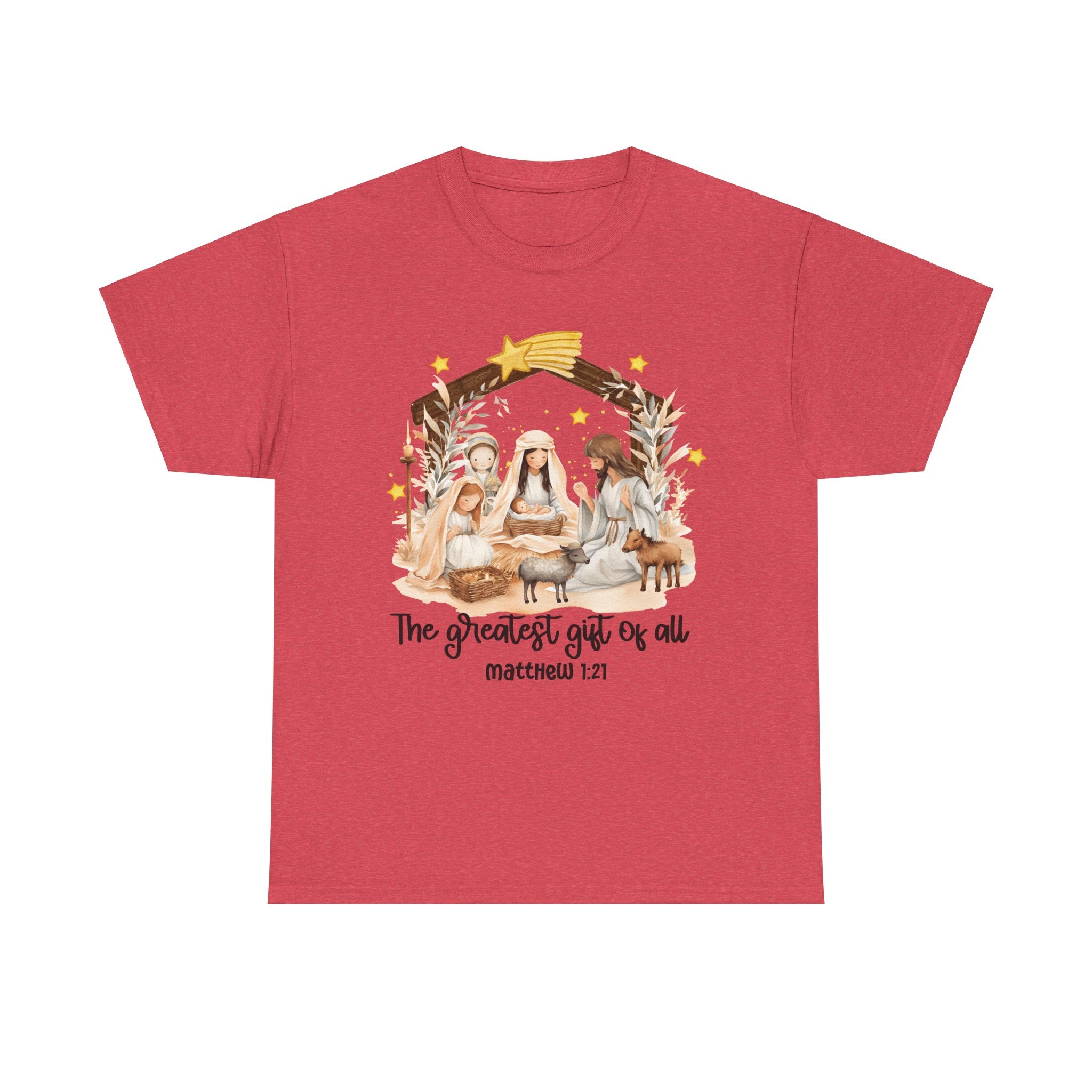 The Greatest Gift of All Heavy Cotton Tee - Christmas Nativity Design