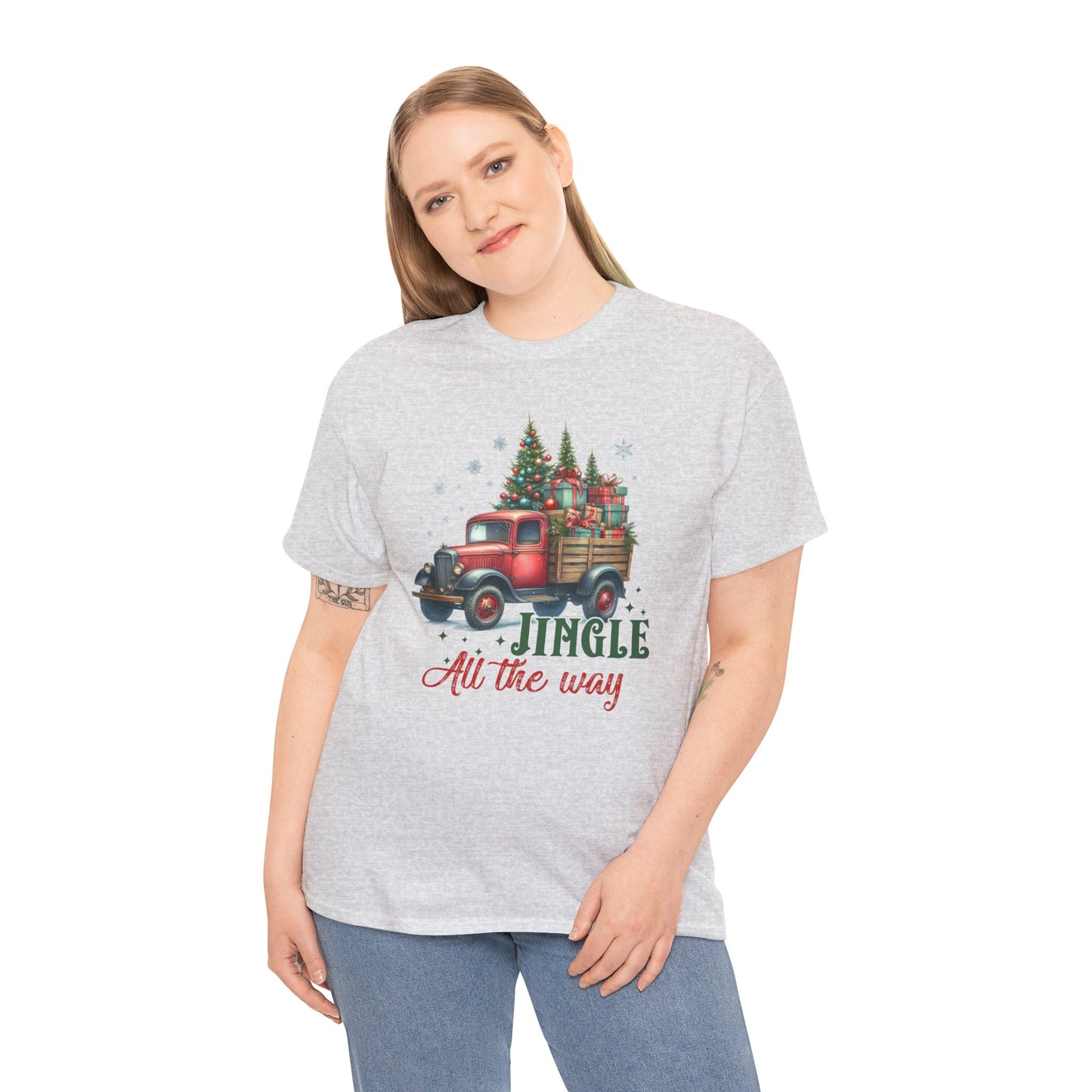 Jingle All the Way Holiday Tee - Heavy Cotton Shirt for Christmas Celebrations