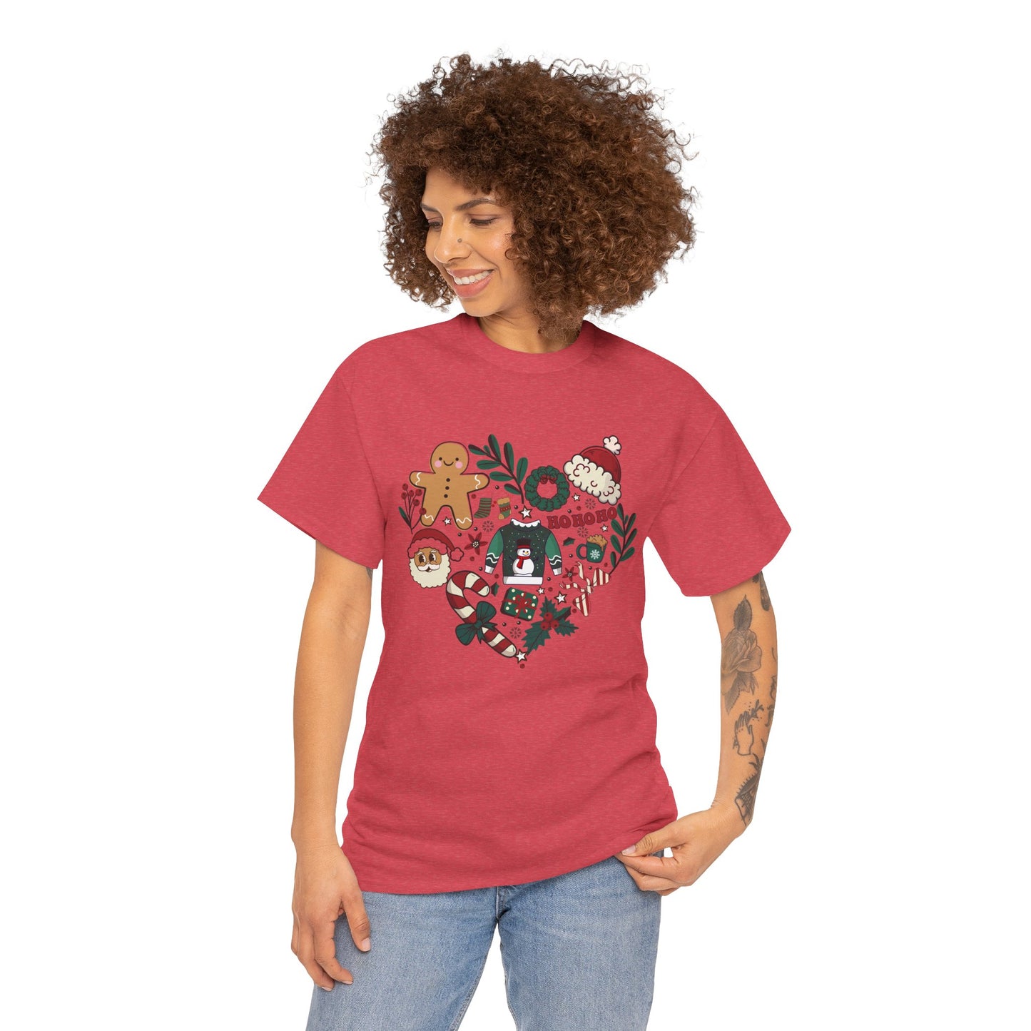 Festive Holiday Heart Heavy Cotton Tee