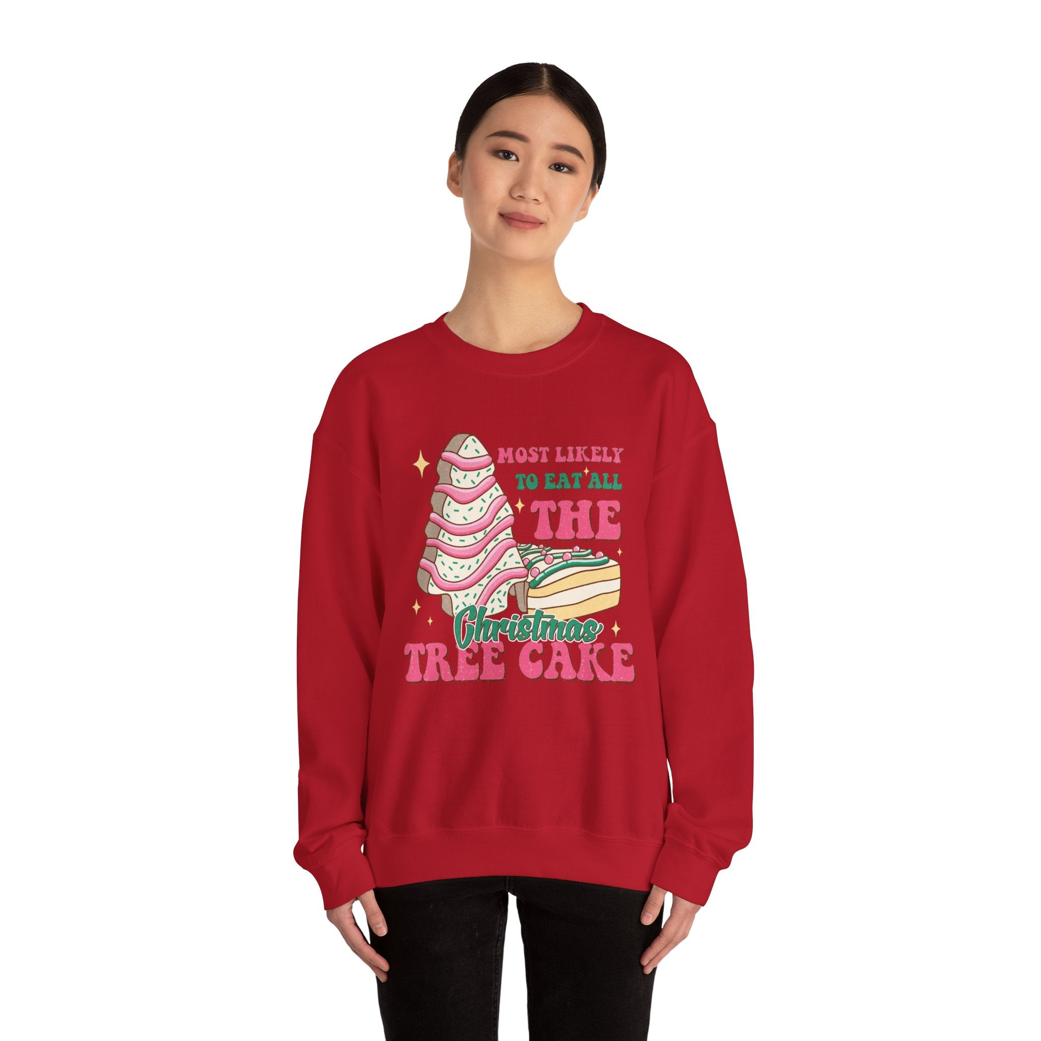 Heavy Blend™ Crewneck Sweatshirt - Most Likely to Eat All the Christmas Tree Cake