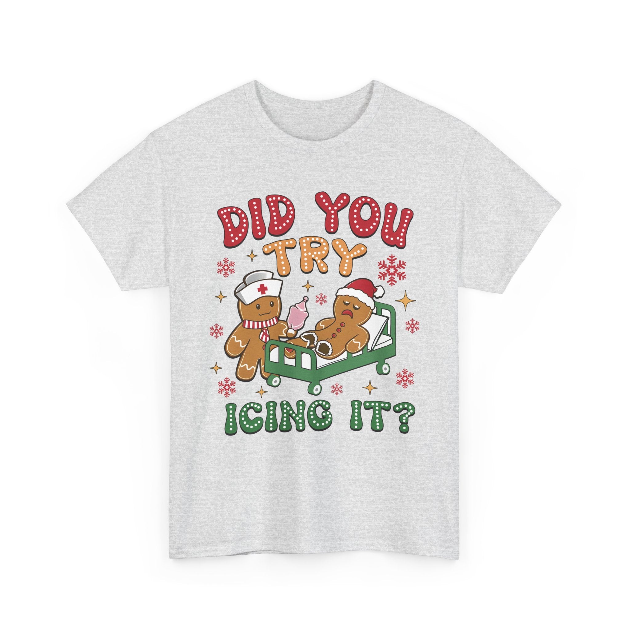 Playful Holiday Heavy Cotton Tee - 'Did You Try Icing It?'