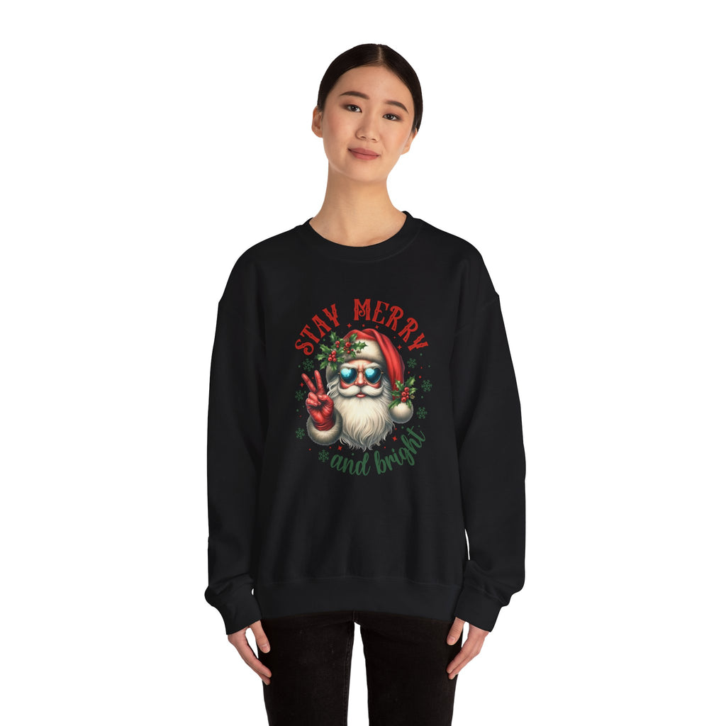 Stay Merry and Bright Crewneck Sweatshirt - Festive Holiday Apparel