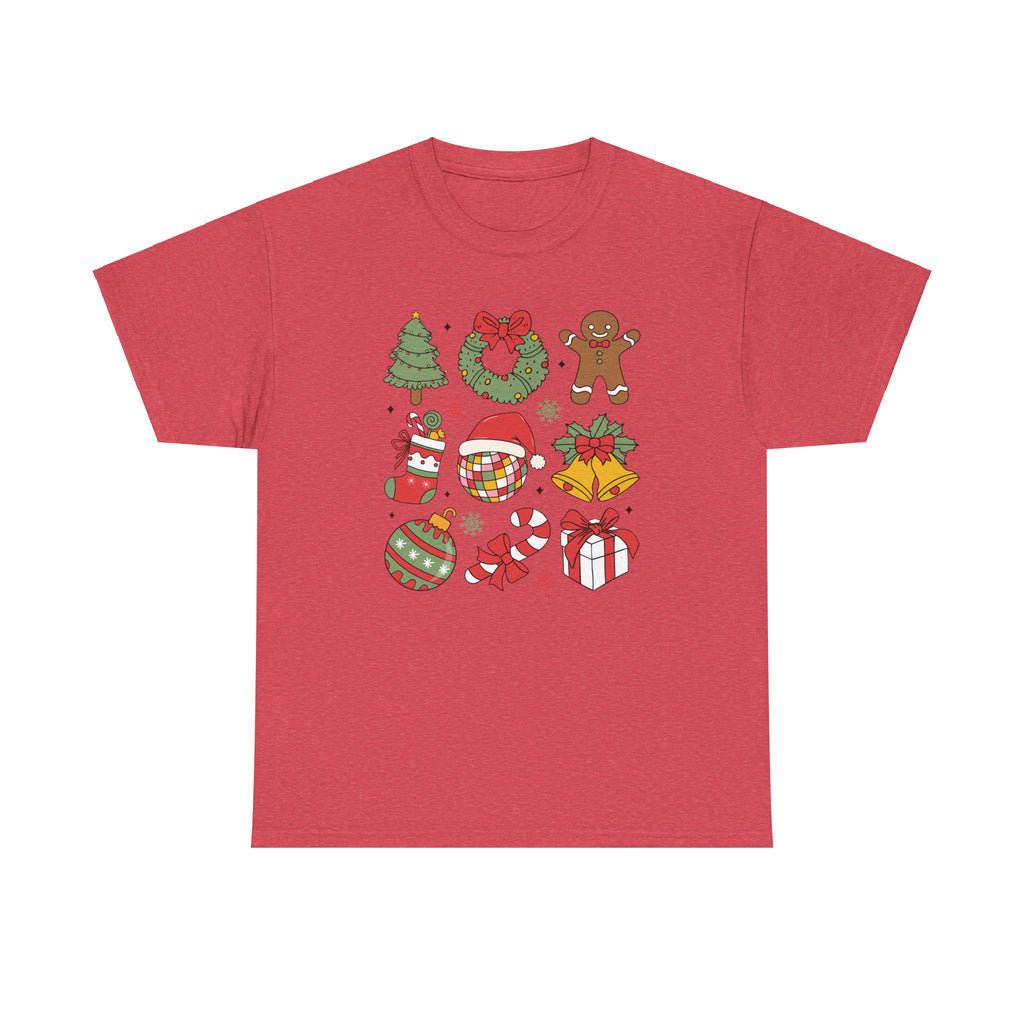 Festive Holiday Heavy Cotton Tee - Christmas Cheer Design