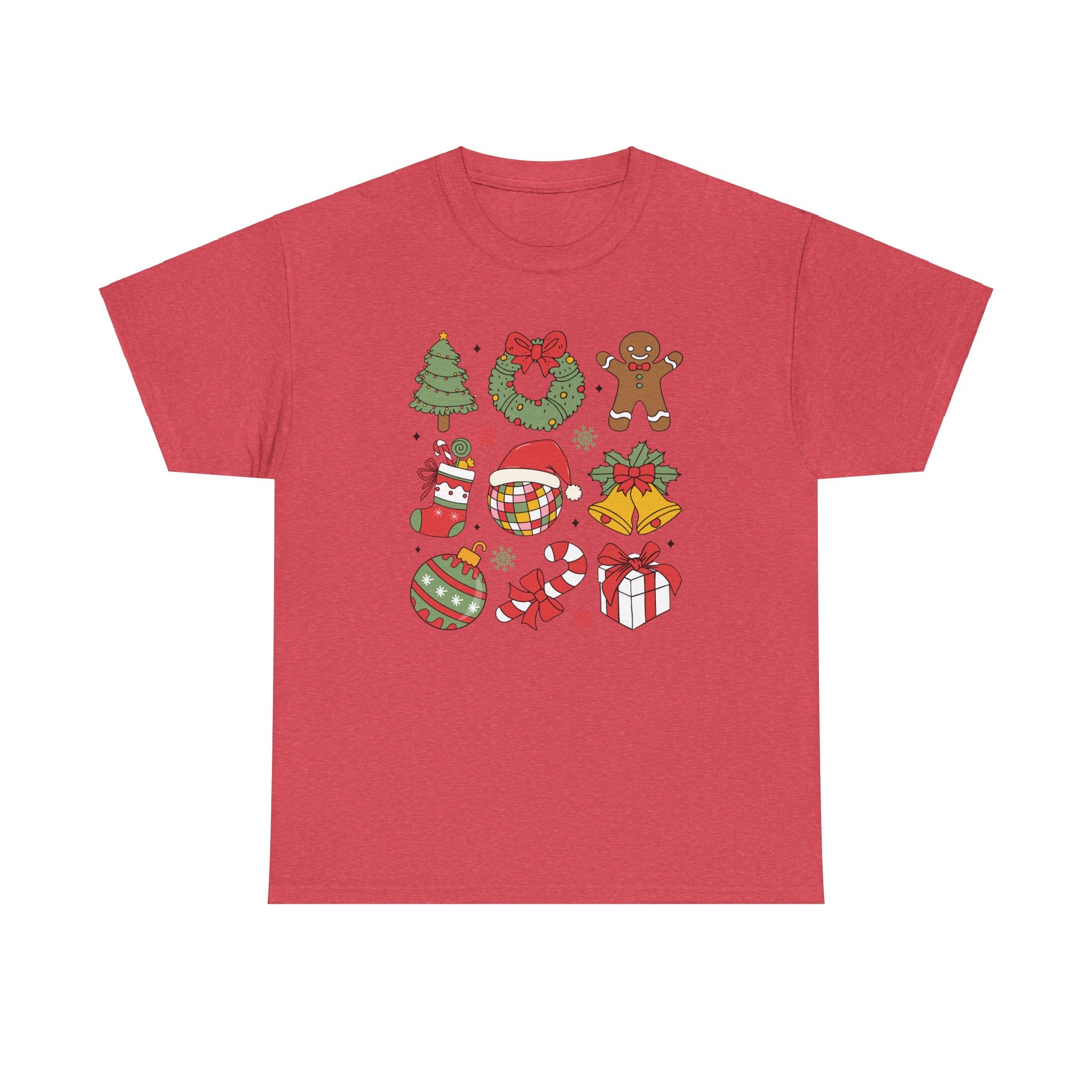 Festive Holiday Heavy Cotton Tee - Christmas Cheer Design