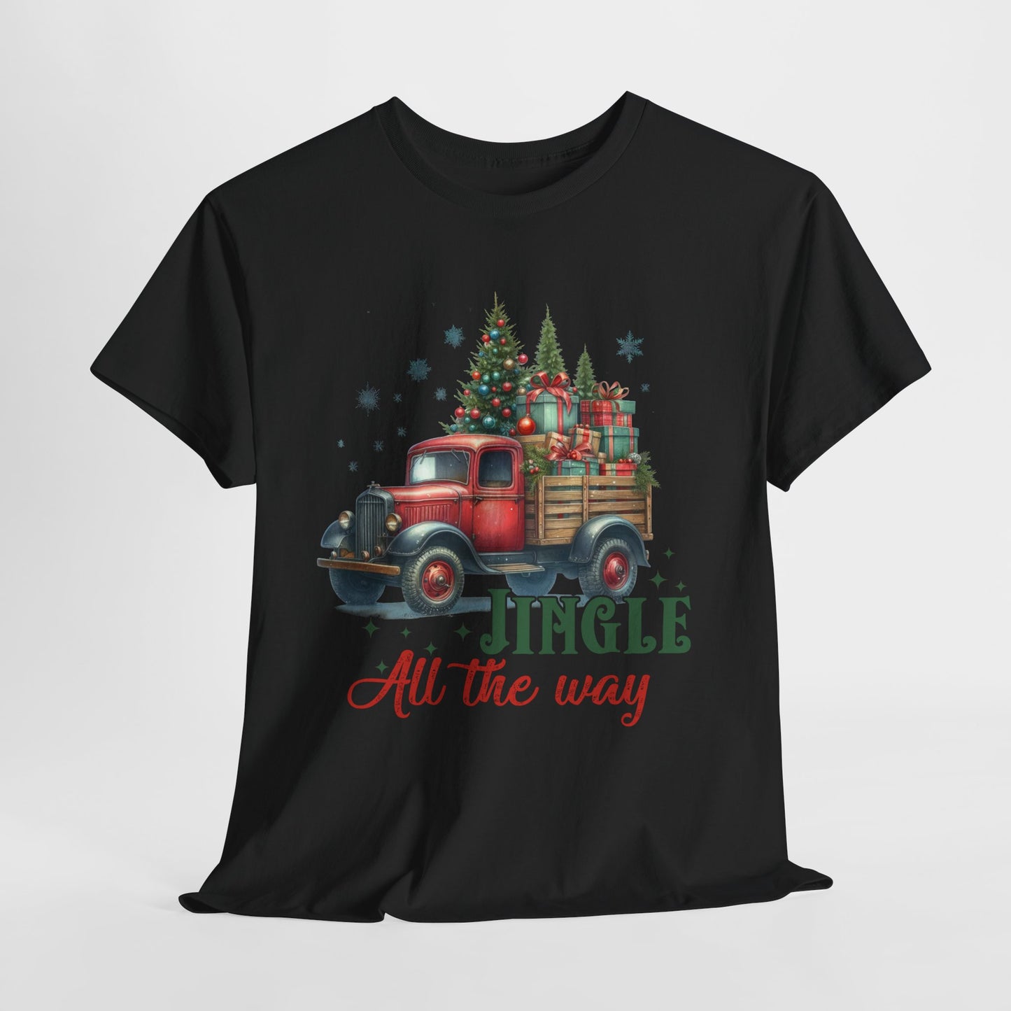 Jingle All the Way Holiday Tee - Heavy Cotton Shirt for Christmas Celebrations