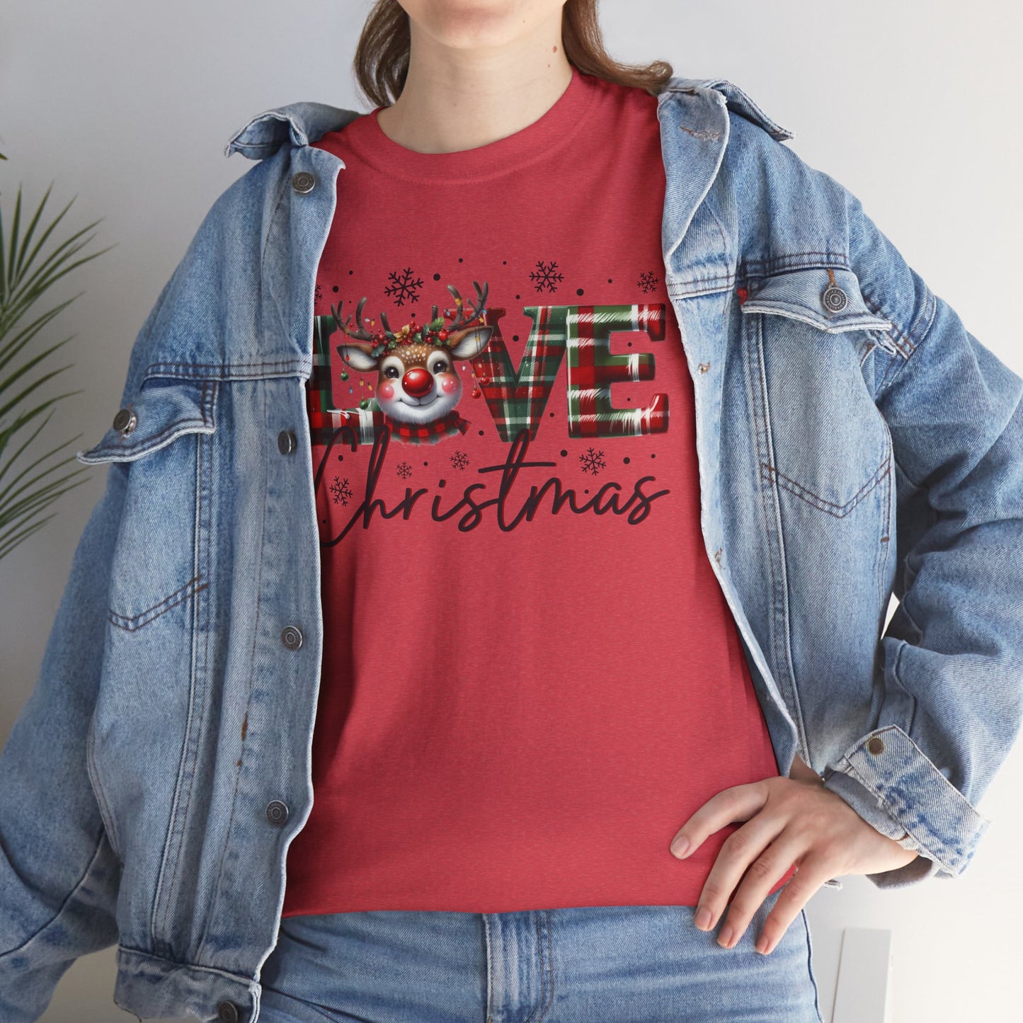 Love Christmas Heavy Cotton Tee - Festive and Comfortable Holiday Apparel