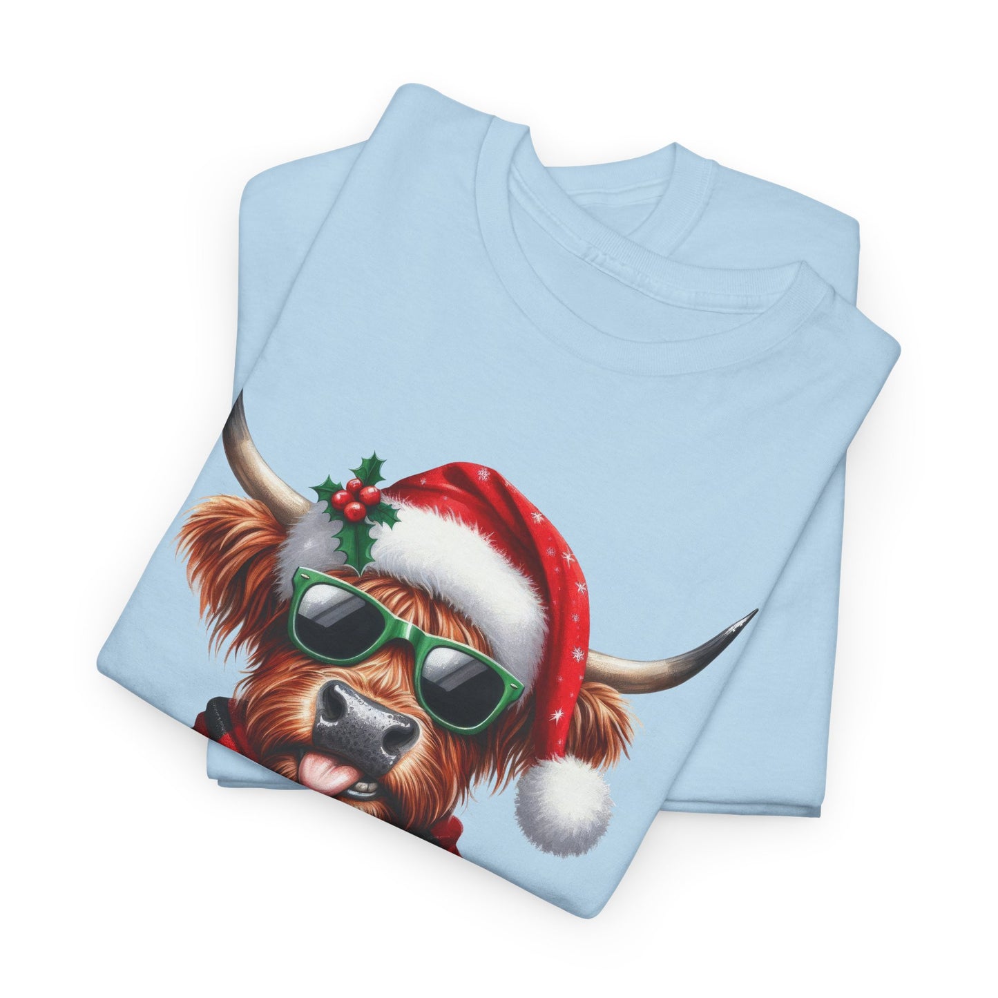 Merry Christmas Highland Cow Tee - Heavy Cotton Shirt