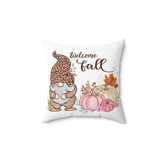 Welcome Fall Gnome Throw Pillow — Autumn Pumpkin Decorative Pillow