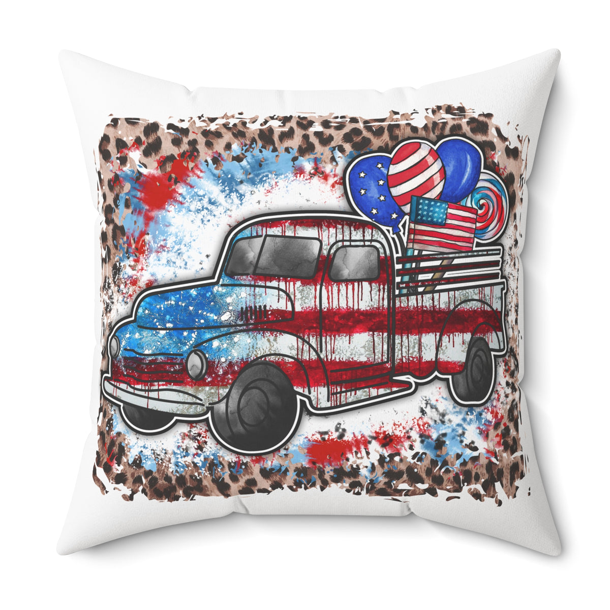 American Rustic Truck Throw Pillow