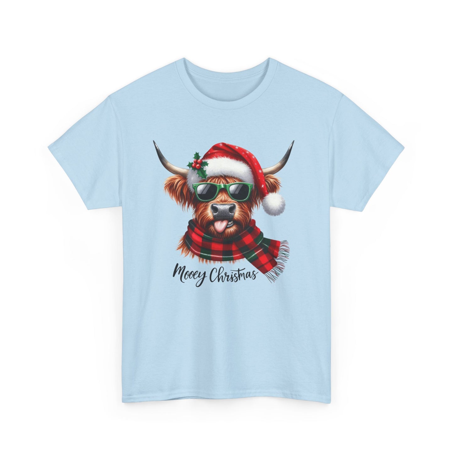 Merry Christmas Highland Cow Tee - Heavy Cotton Shirt