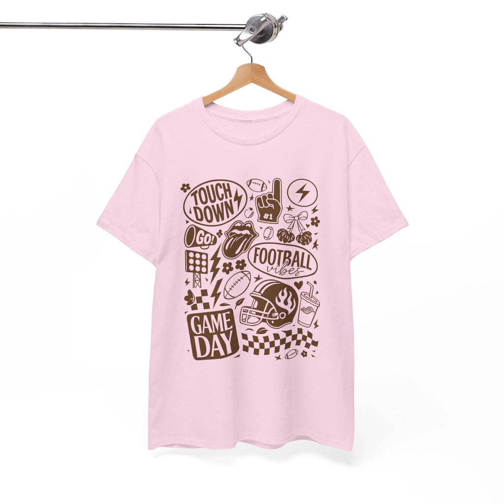 Football Game Day Heavy Cotton Tee with Touchdown Design