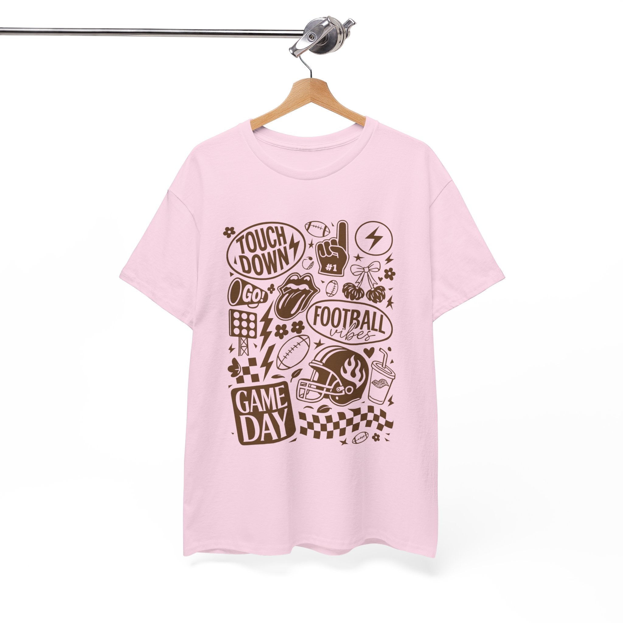 Football Game Day Heavy Cotton Tee with Touchdown Design