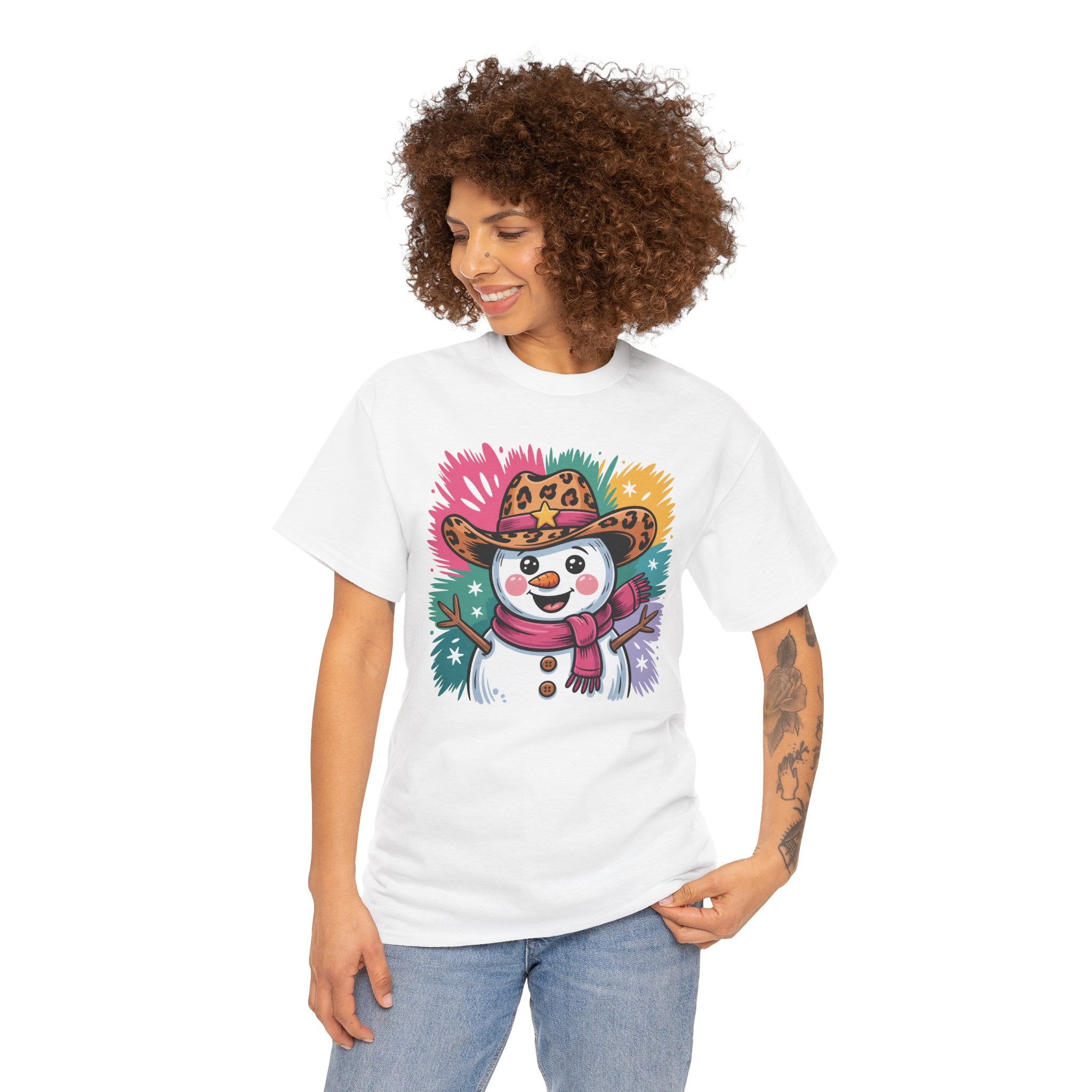 Cute Western Snowman Holiday Tee