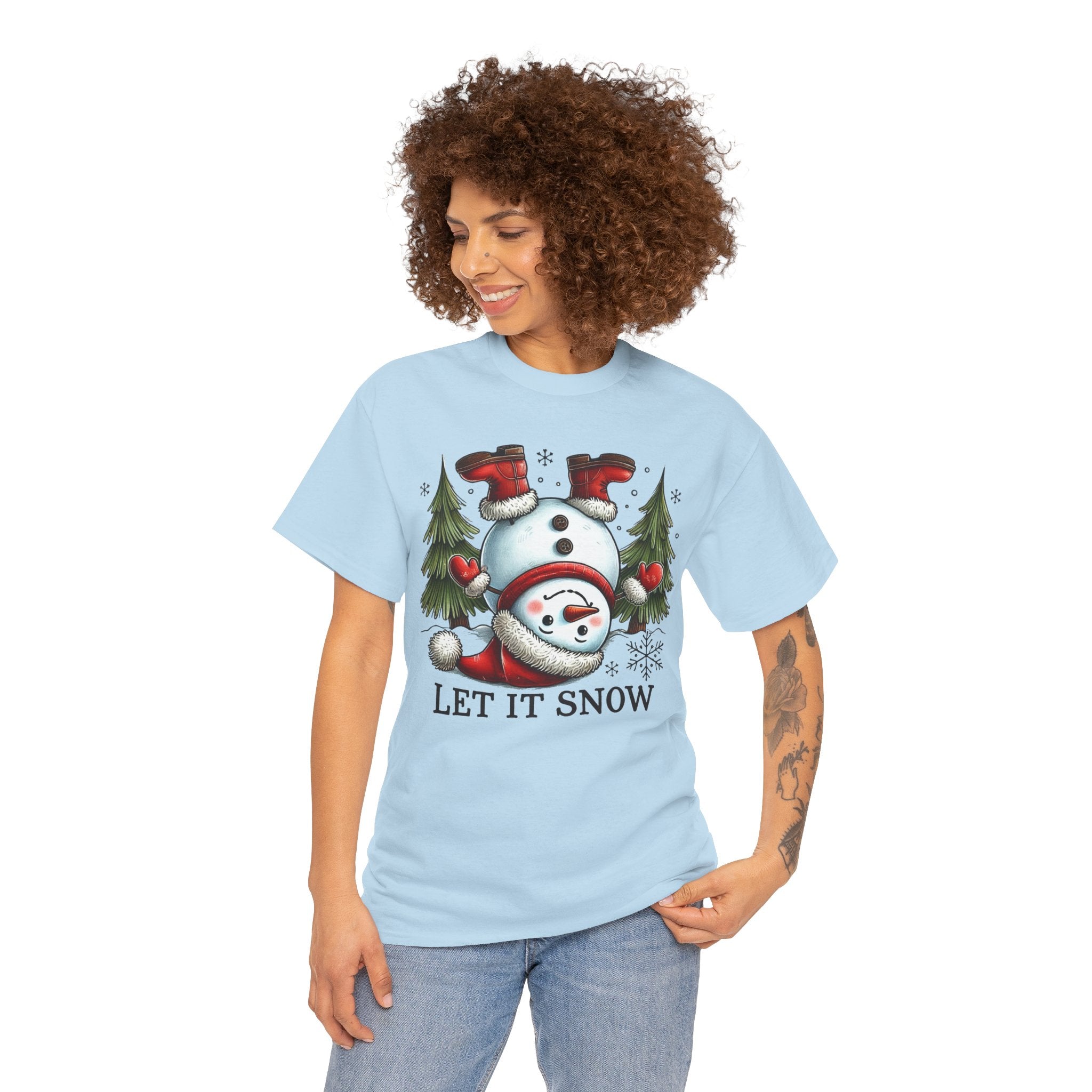 Let It Snow Heavy Cotton Tee - Festive Winter Apparel