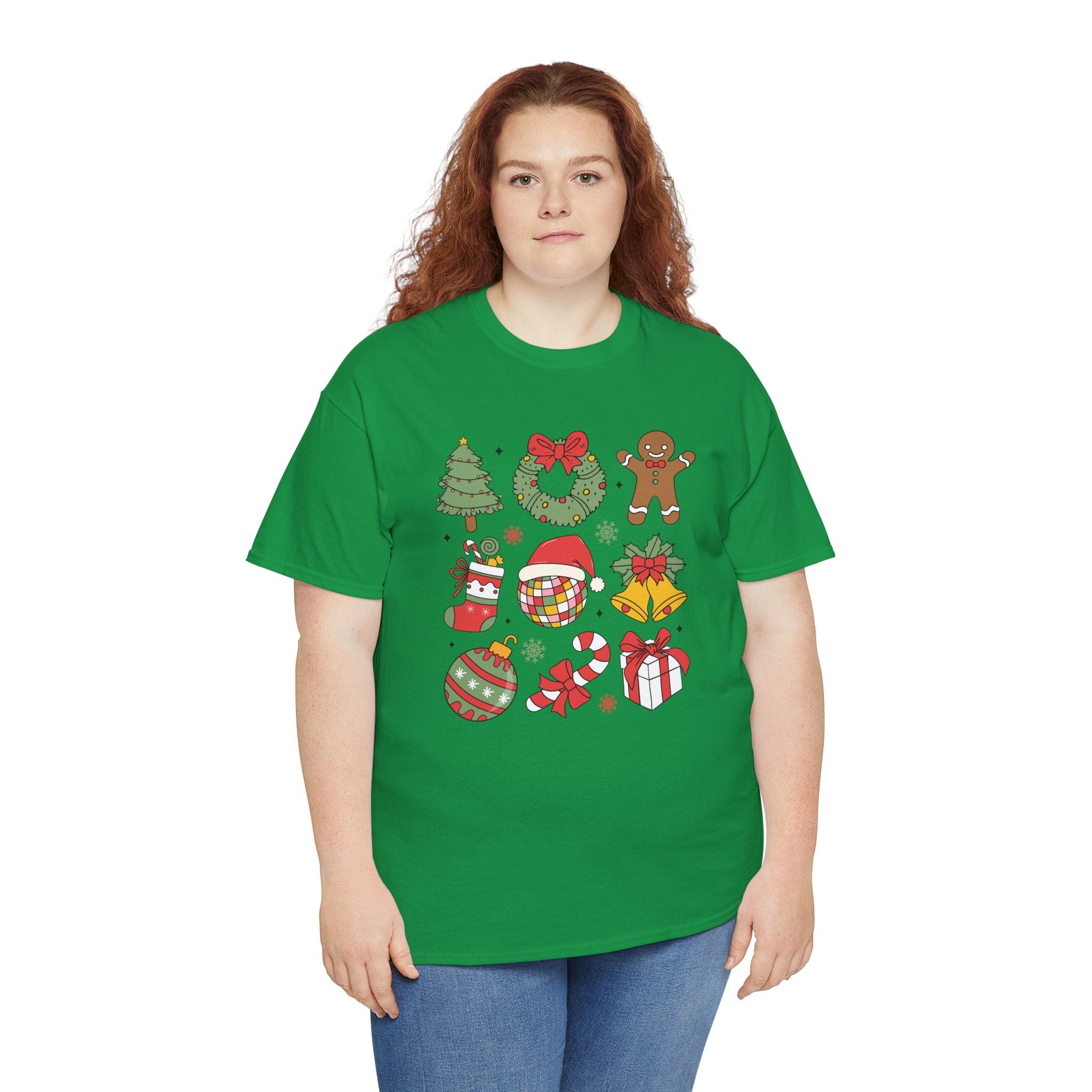 Festive Holiday Heavy Cotton Tee - Christmas Cheer Design