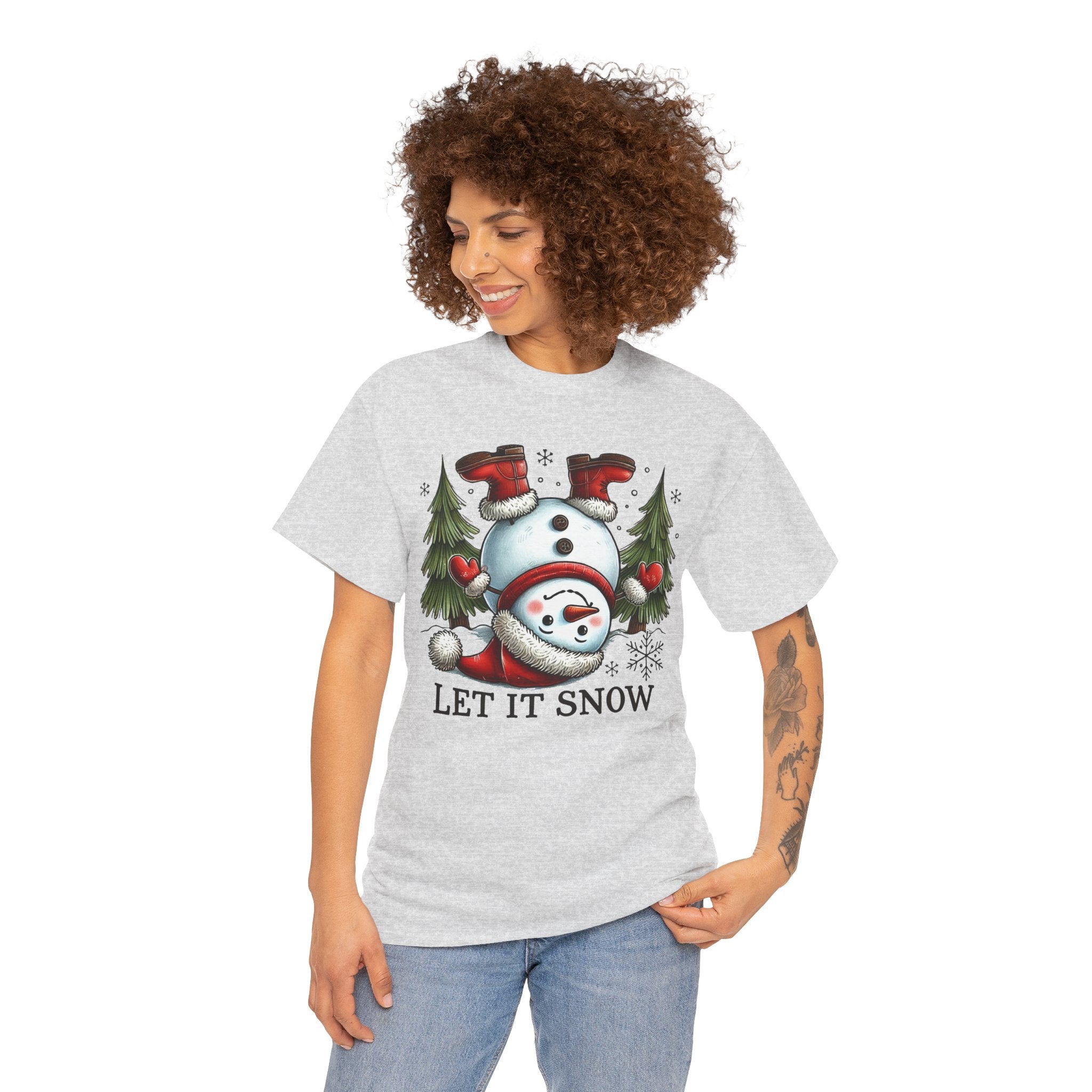 Let It Snow Heavy Cotton Tee - Festive Winter Apparel