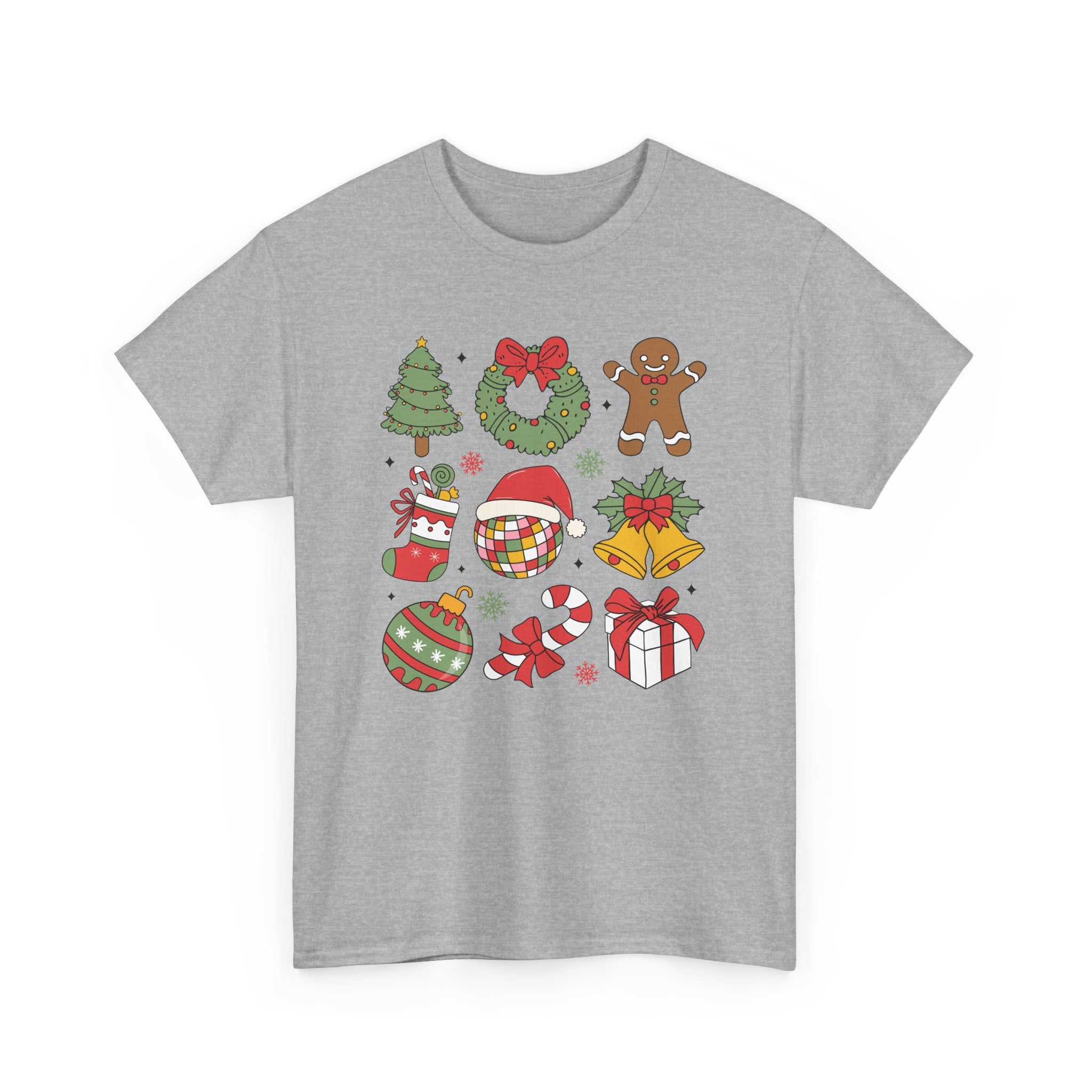 Festive Holiday Heavy Cotton Tee - Christmas Cheer Design