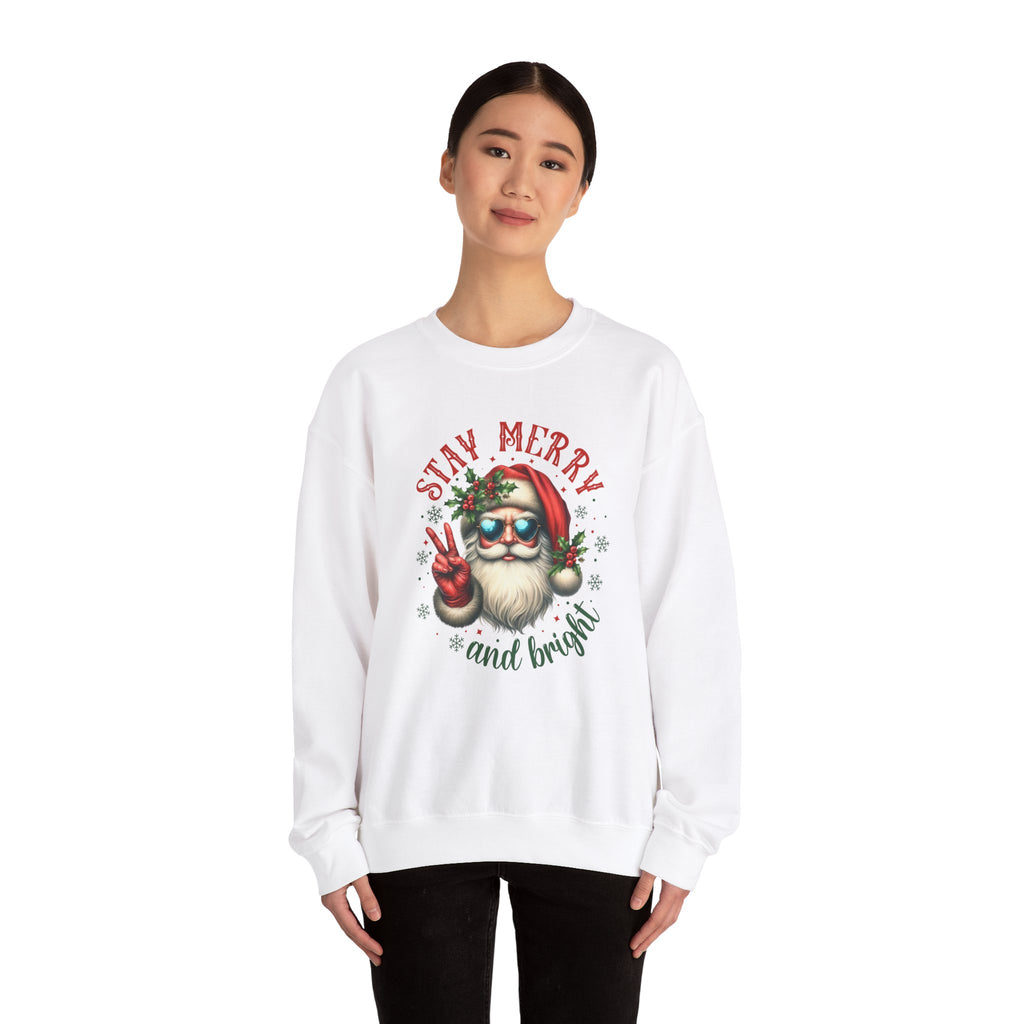 Stay Merry and Bright Crewneck Sweatshirt - Festive Holiday Apparel