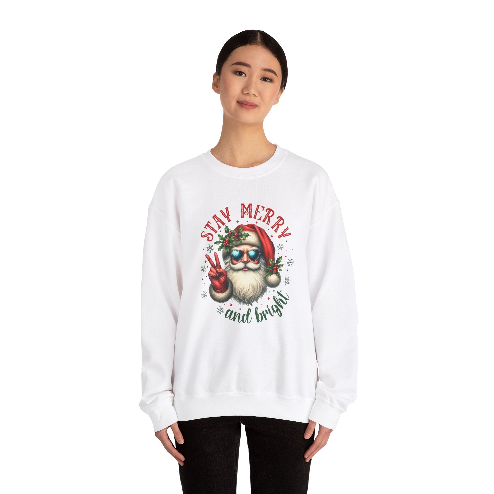 Stay Merry and Bright Crewneck Sweatshirt - Festive Holiday Apparel