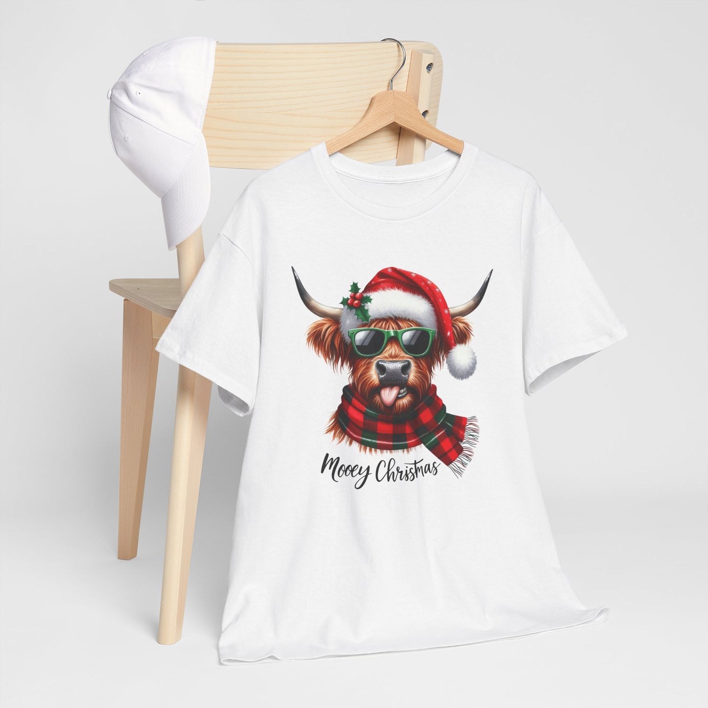 Merry Christmas Highland Cow Tee - Heavy Cotton Shirt