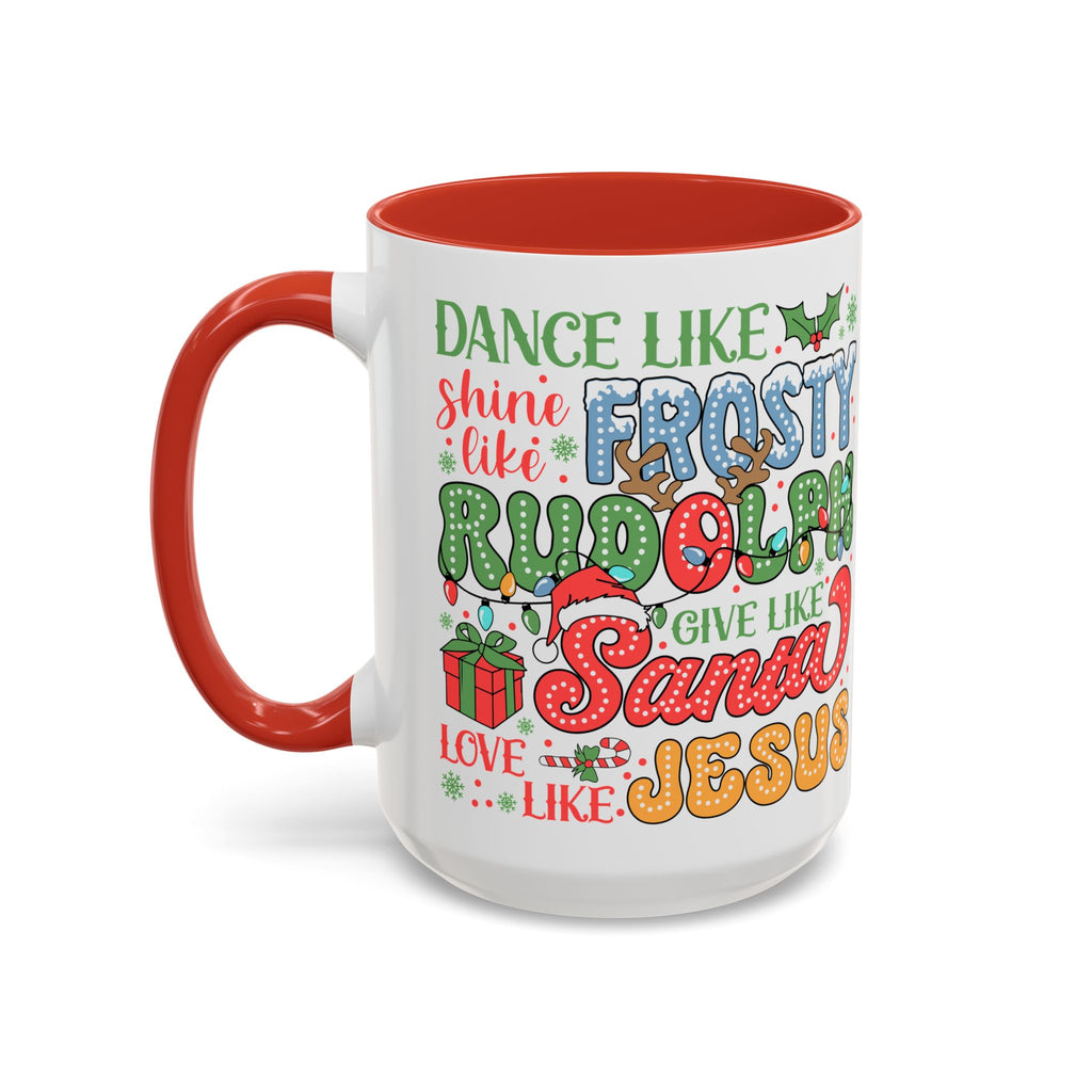 Festive Accent Coffee Mug - Holiday Cheer with Santa & Friends Design