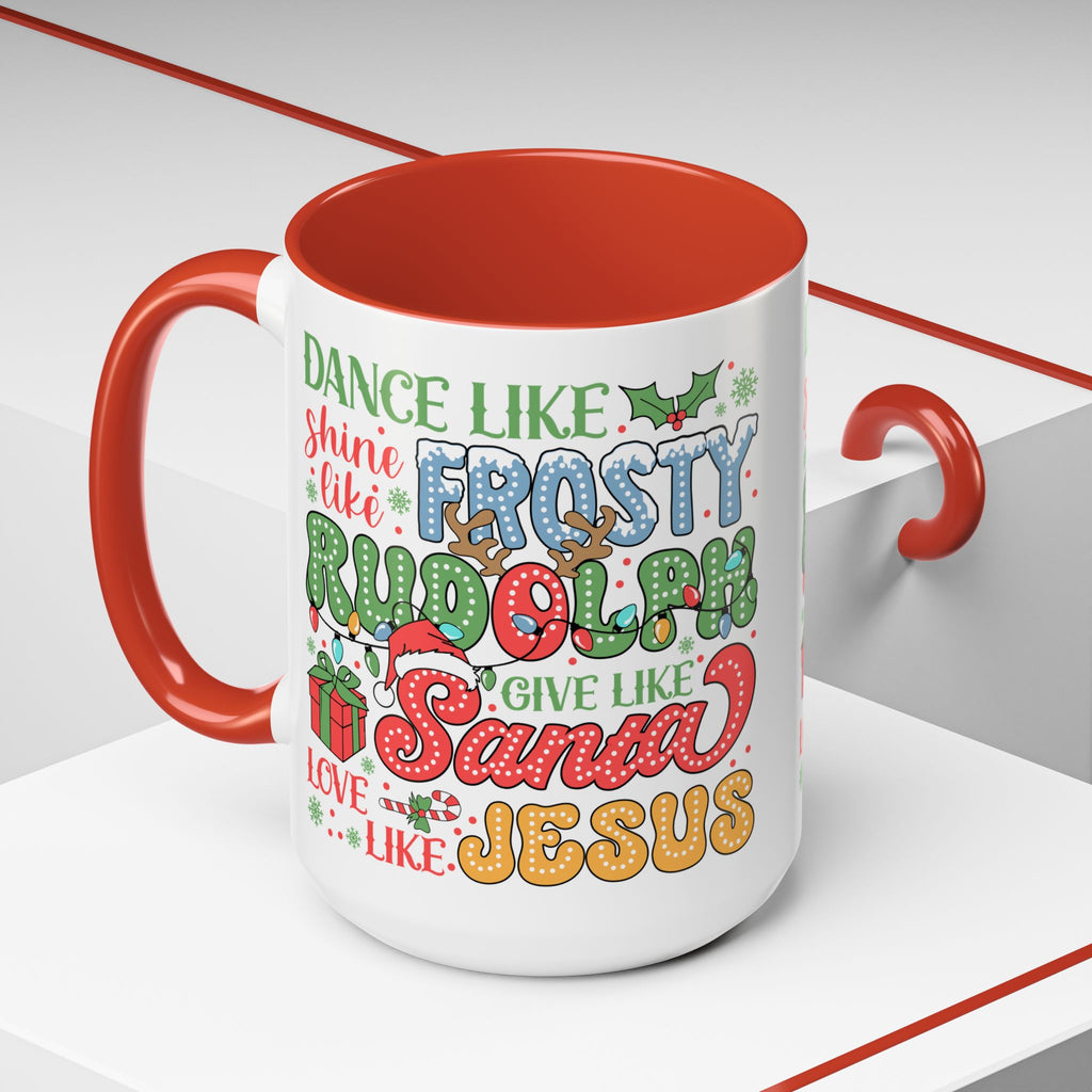 Festive Accent Coffee Mug - Holiday Cheer with Santa & Friends Design