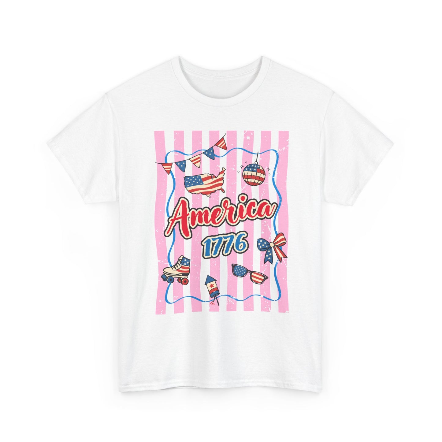 America 1776 Pink Stripe Patriotic Tee