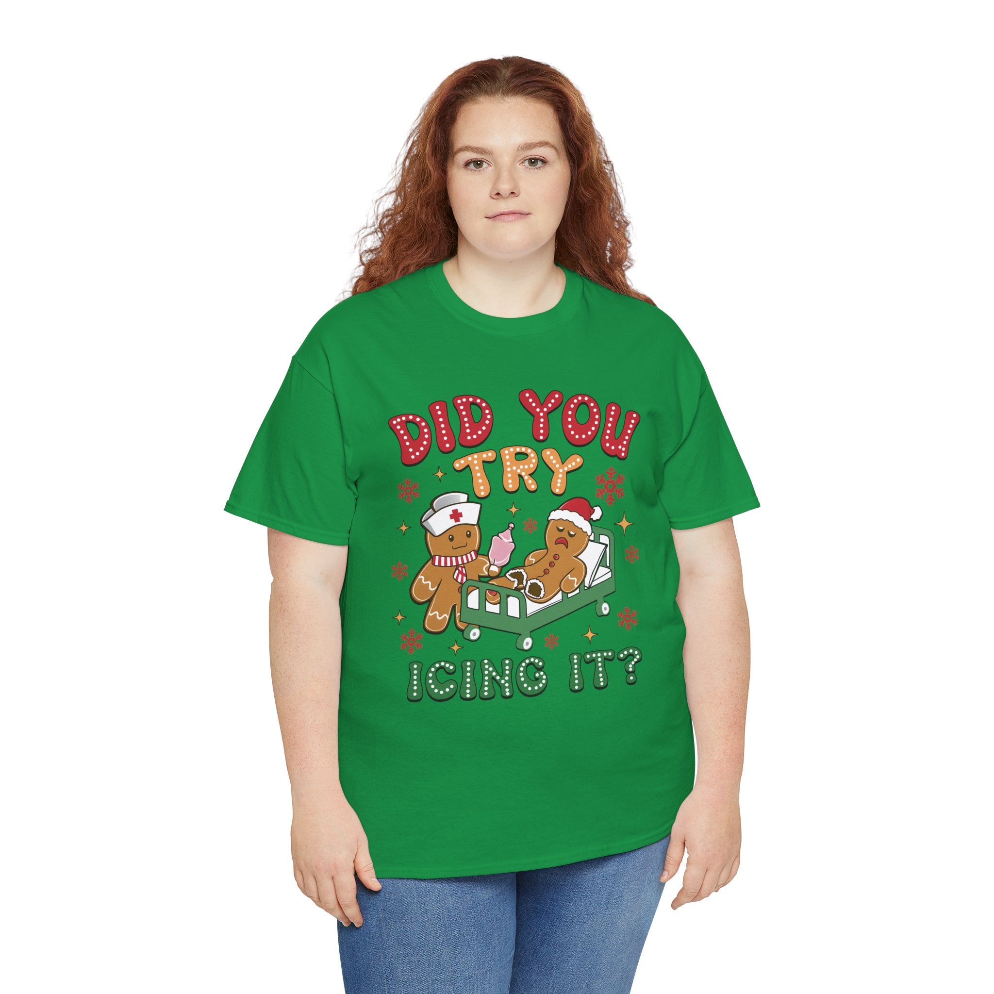 Playful Holiday Heavy Cotton Tee - 'Did You Try Icing It?'