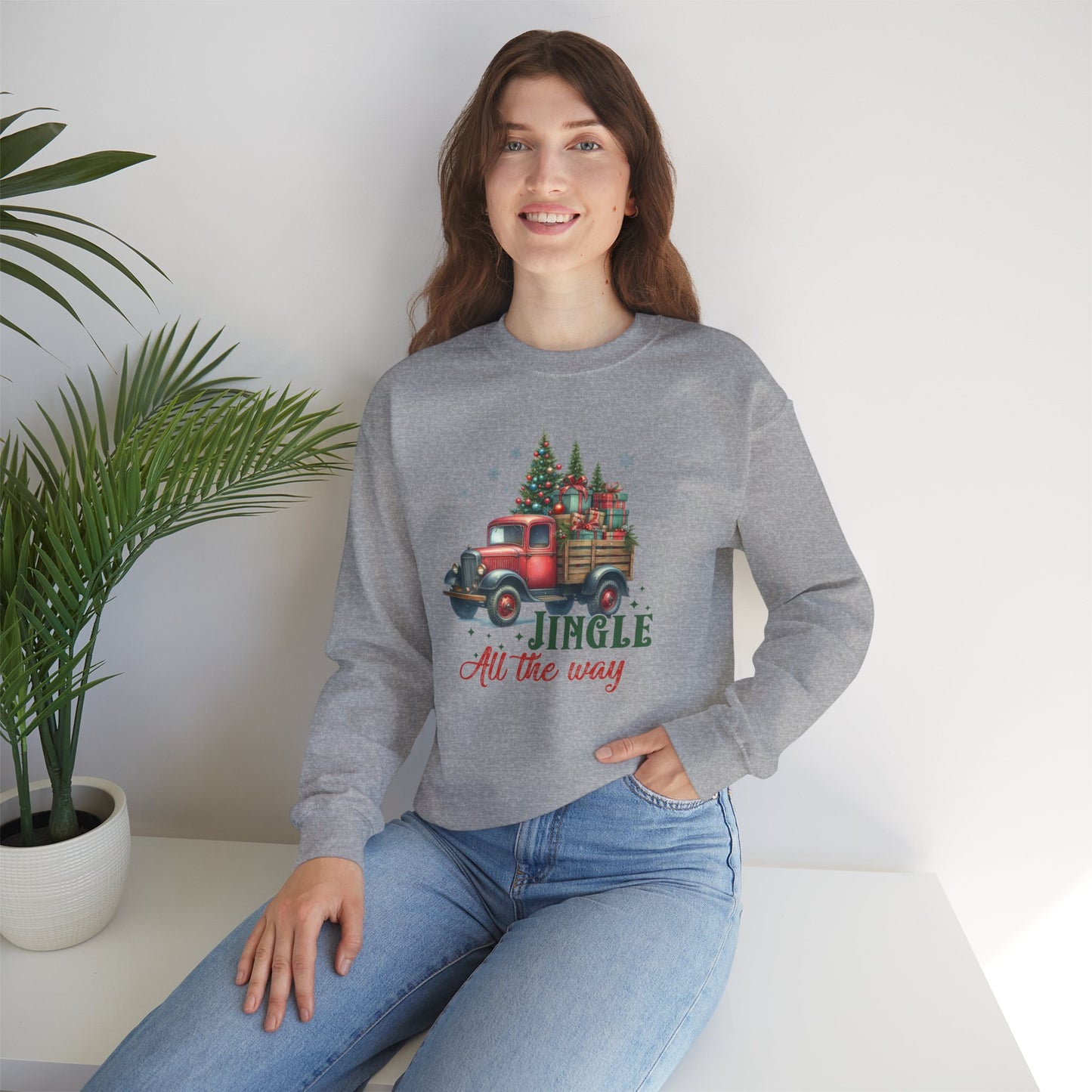Jingle All the Way Sweatshirt - Cozy Heavy Blend Crewneck for Holiday Cheer
