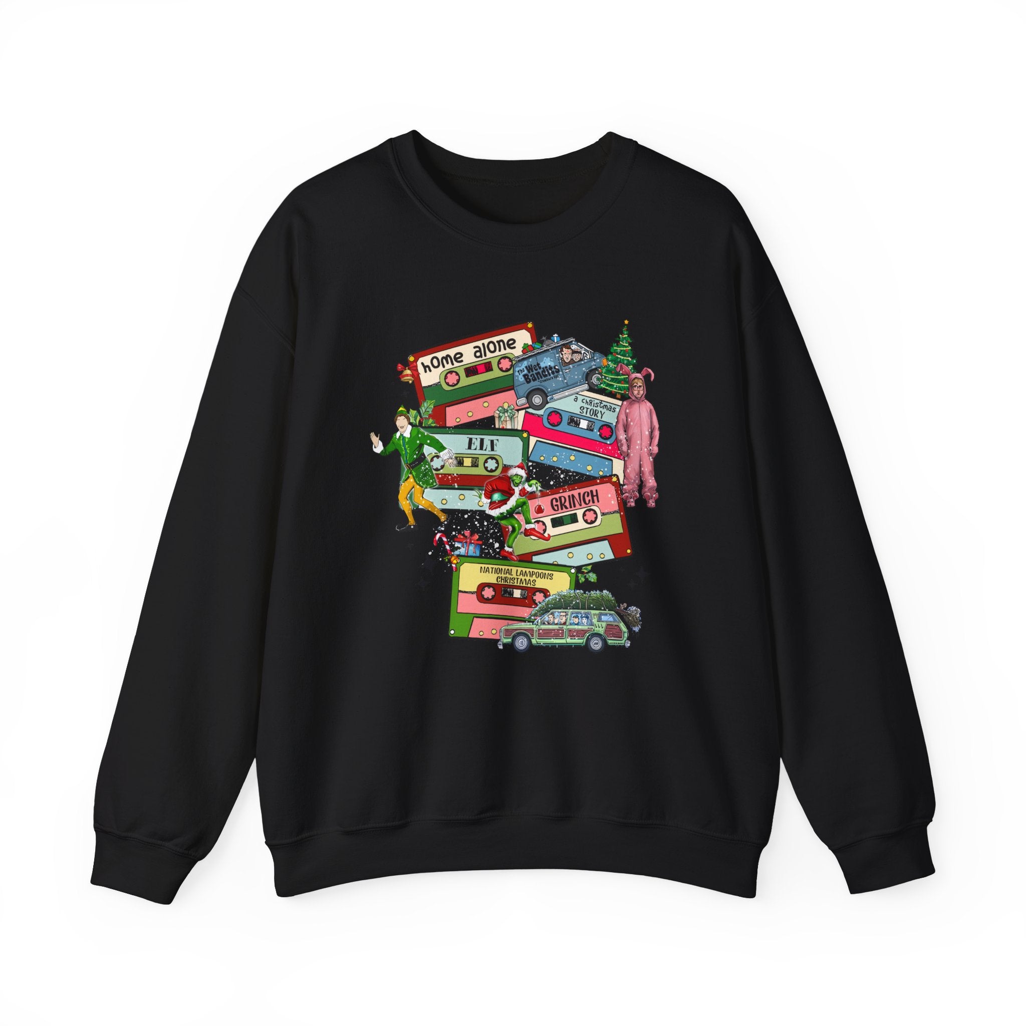 Retro Holiday Movie Crewneck Sweatshirt – Cozy & Festive Design