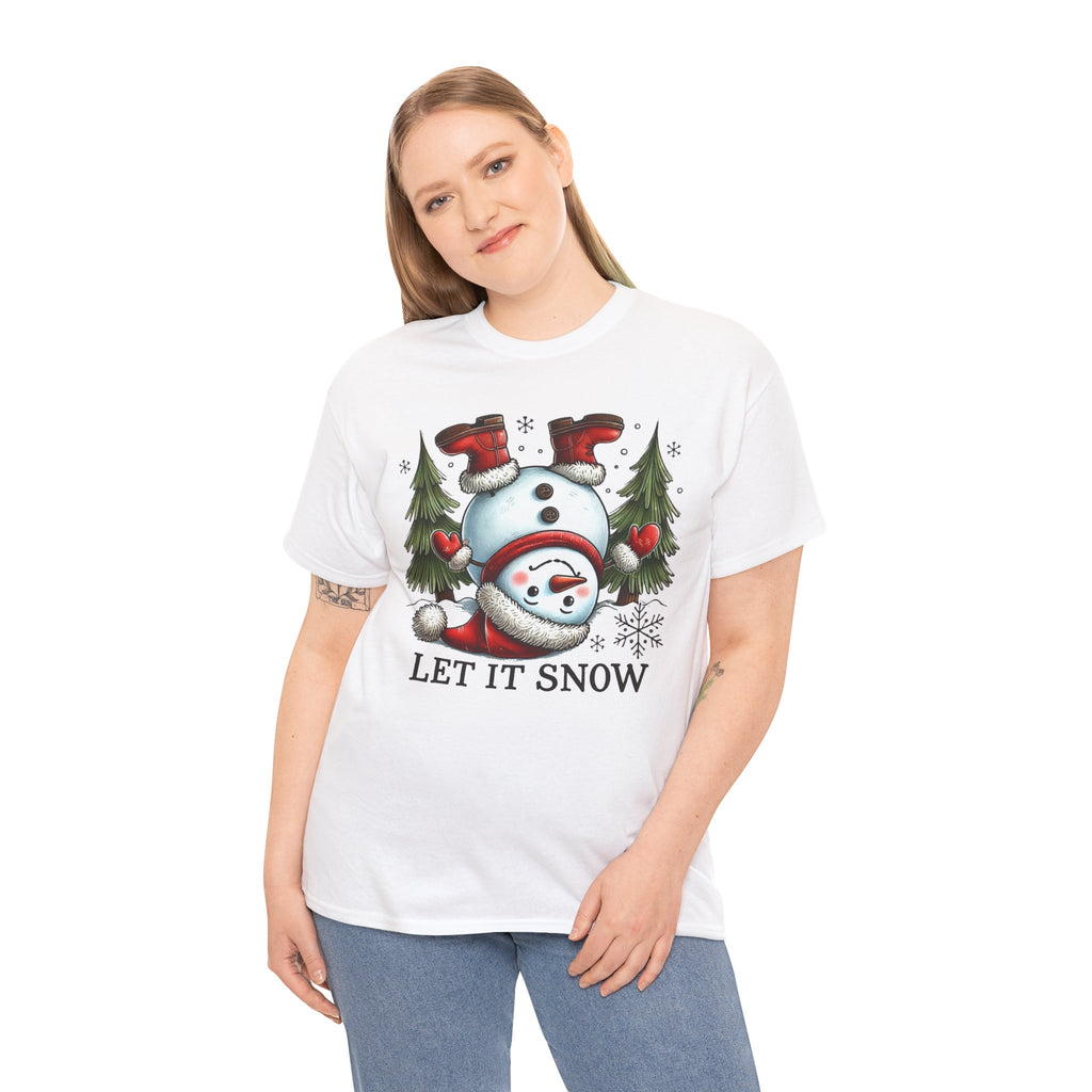 Let It Snow Heavy Cotton Tee - Festive Winter Apparel