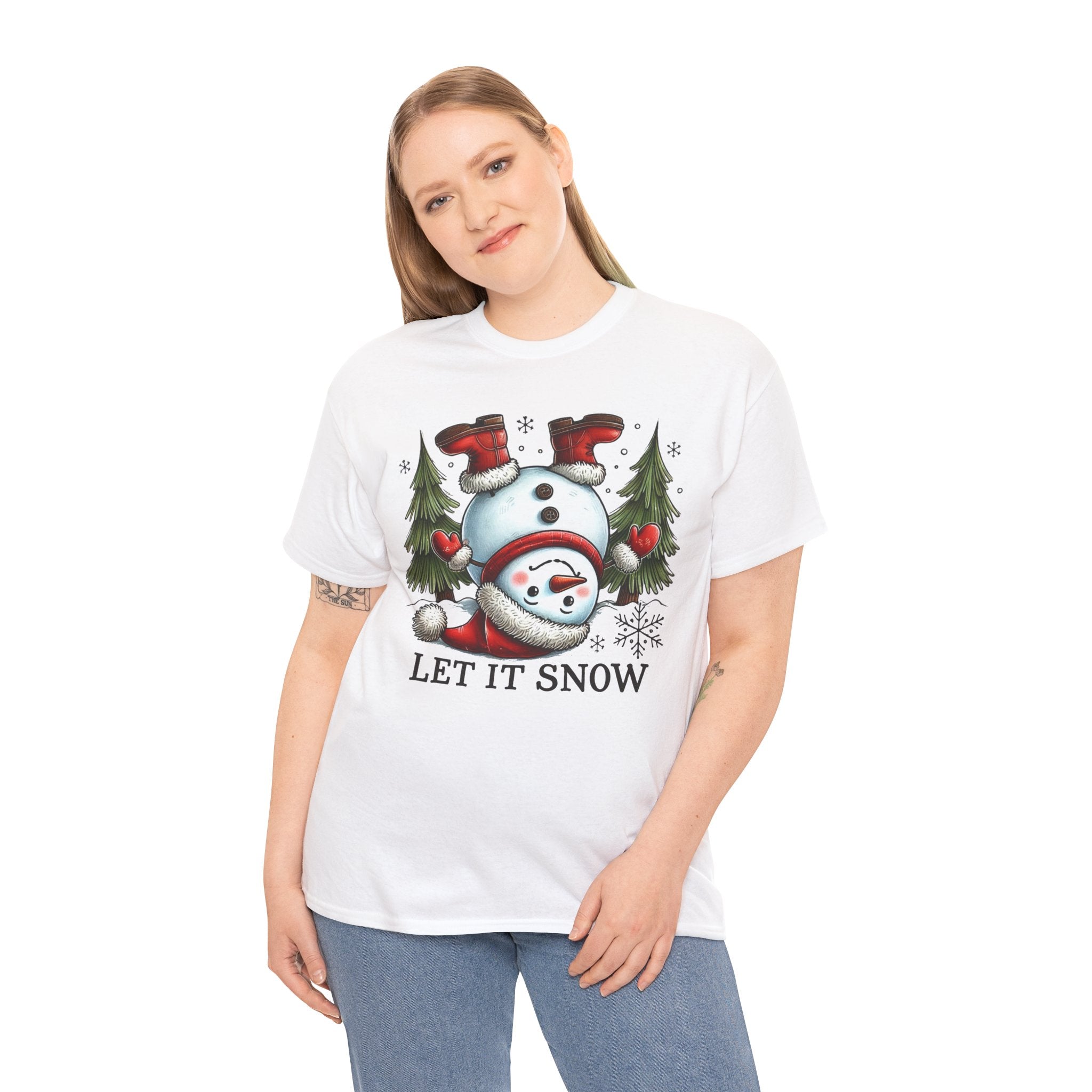 Let It Snow Heavy Cotton Tee - Festive Winter Apparel